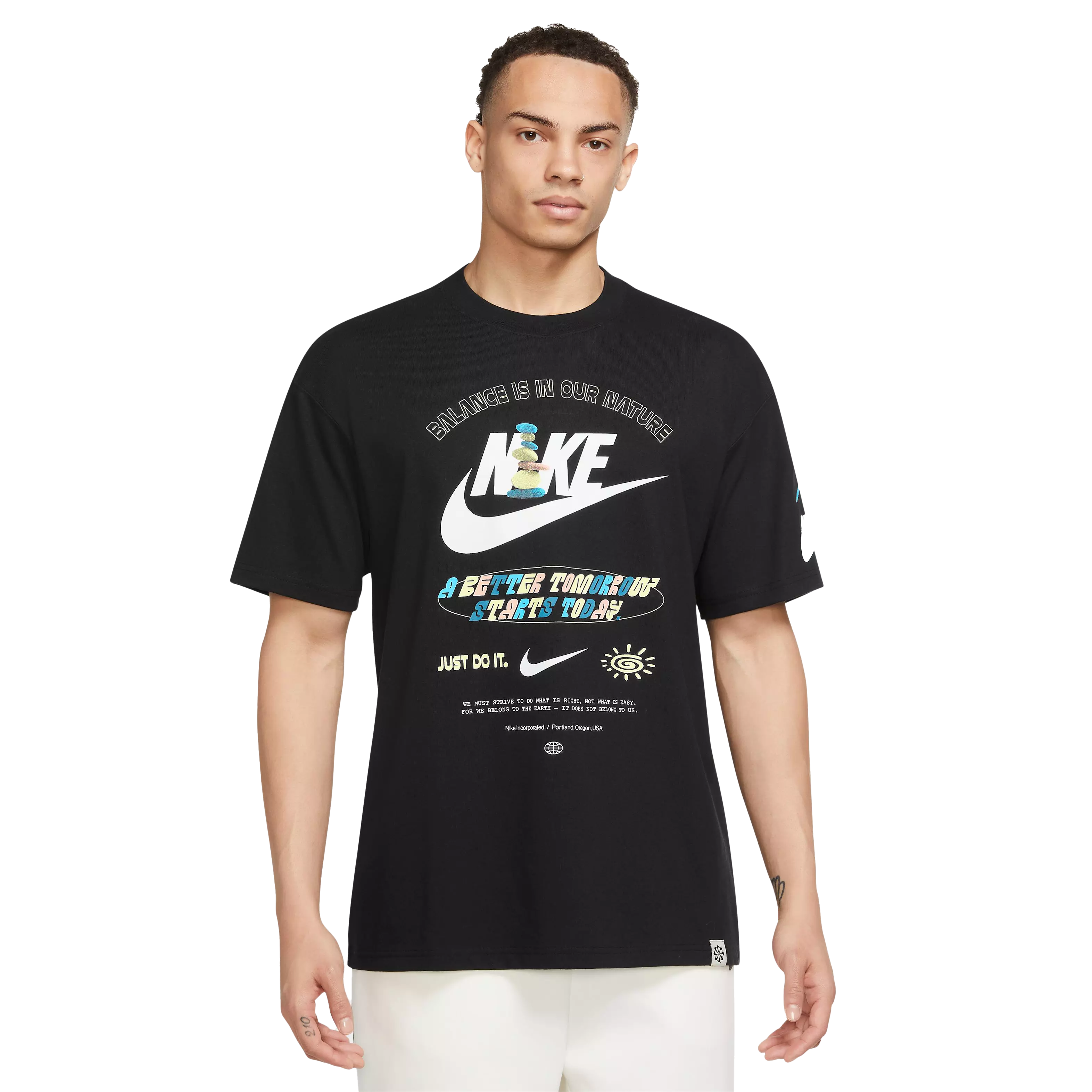 Nike Men's Sportswear Mother Earth Graphic Tee-Black - BLACK