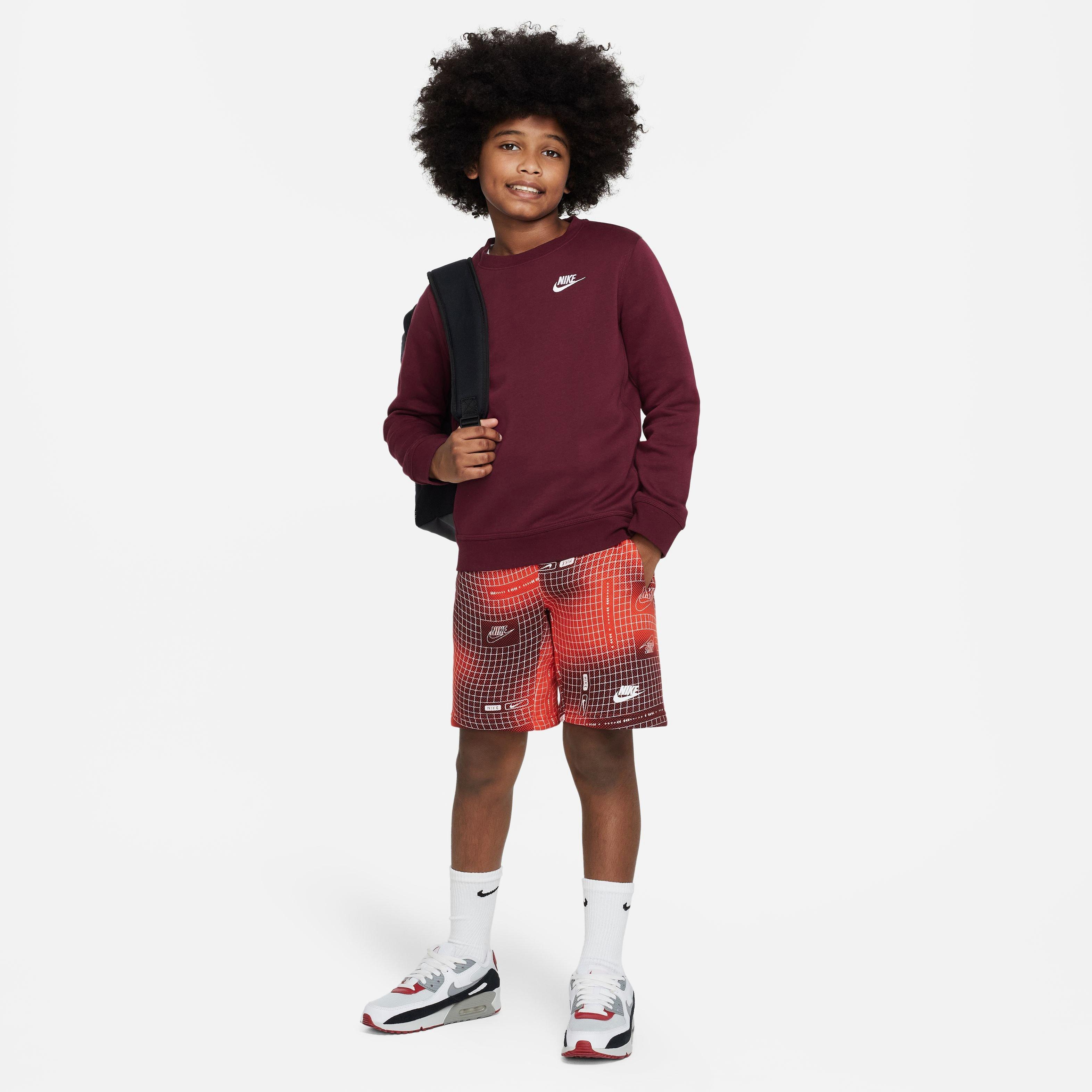 Nike Big Boys' Sportswear All-Over-Print HBR Club Shorts - Picante Red - RED Thumbnail View 7