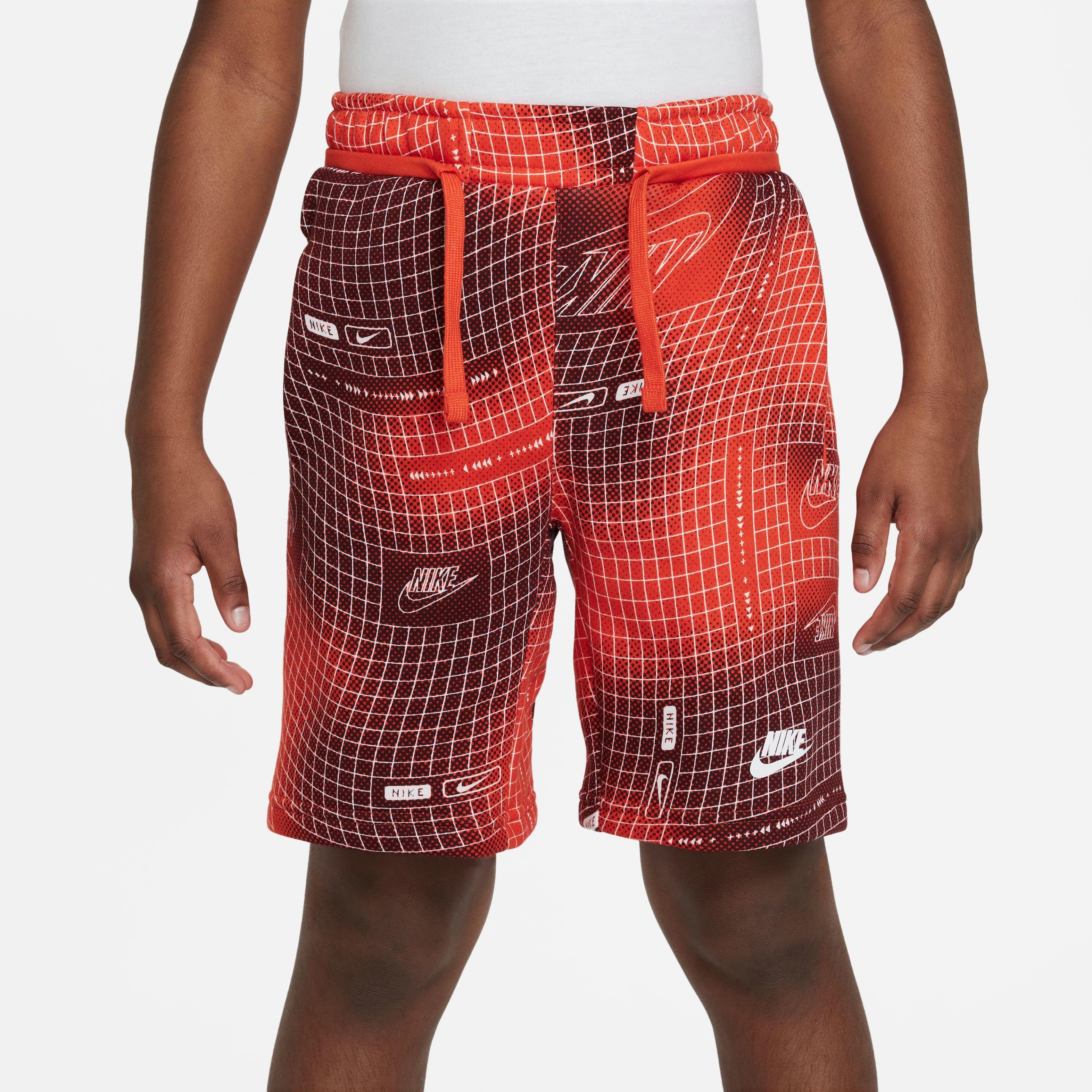 Nike Big Boys' Sportswear All-Over-Print HBR Club Shorts - Picante Red - RED Thumbnail View 6