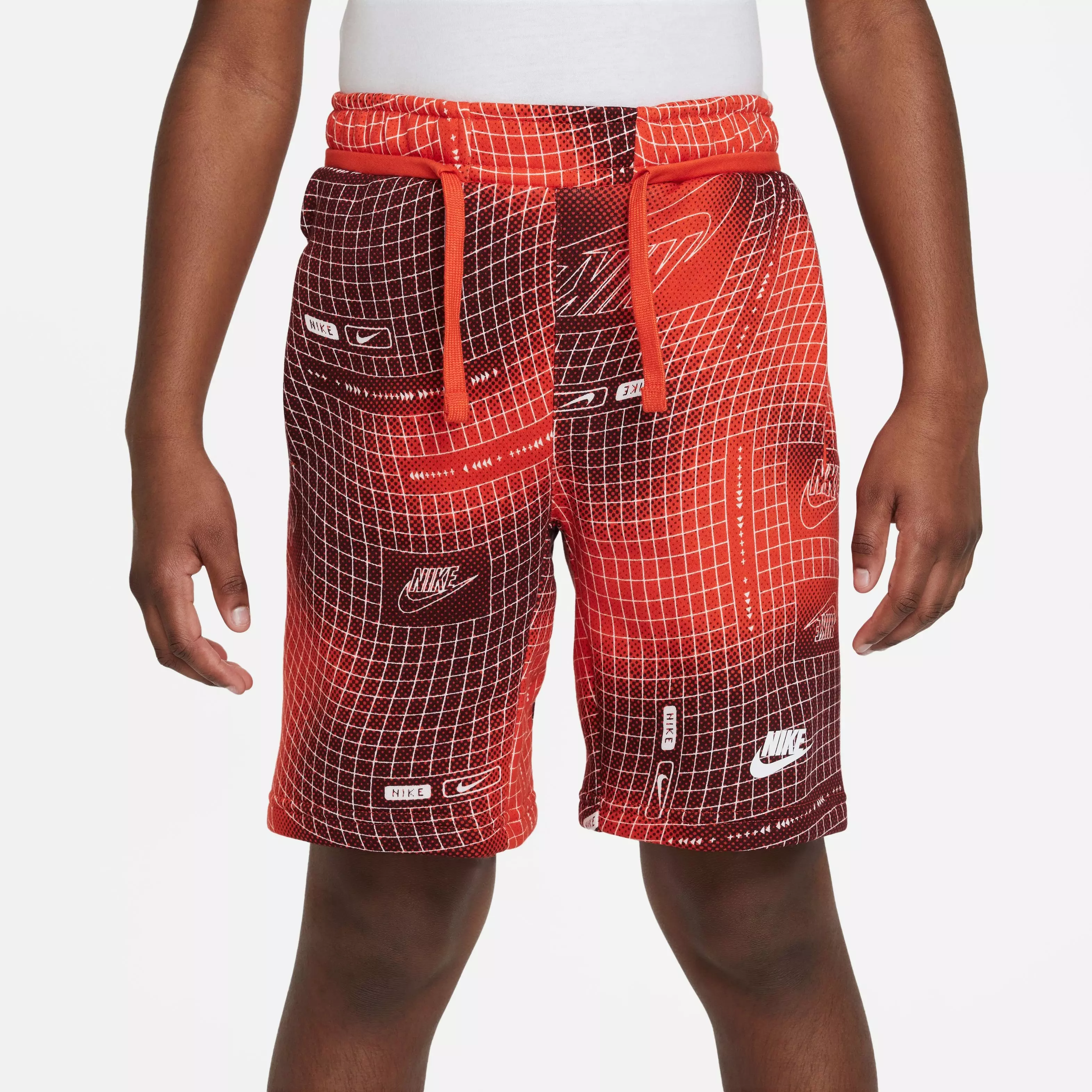 Nike Big Boys' Sportswear All-Over-Print HBR Club Shorts - Picante Red - RED