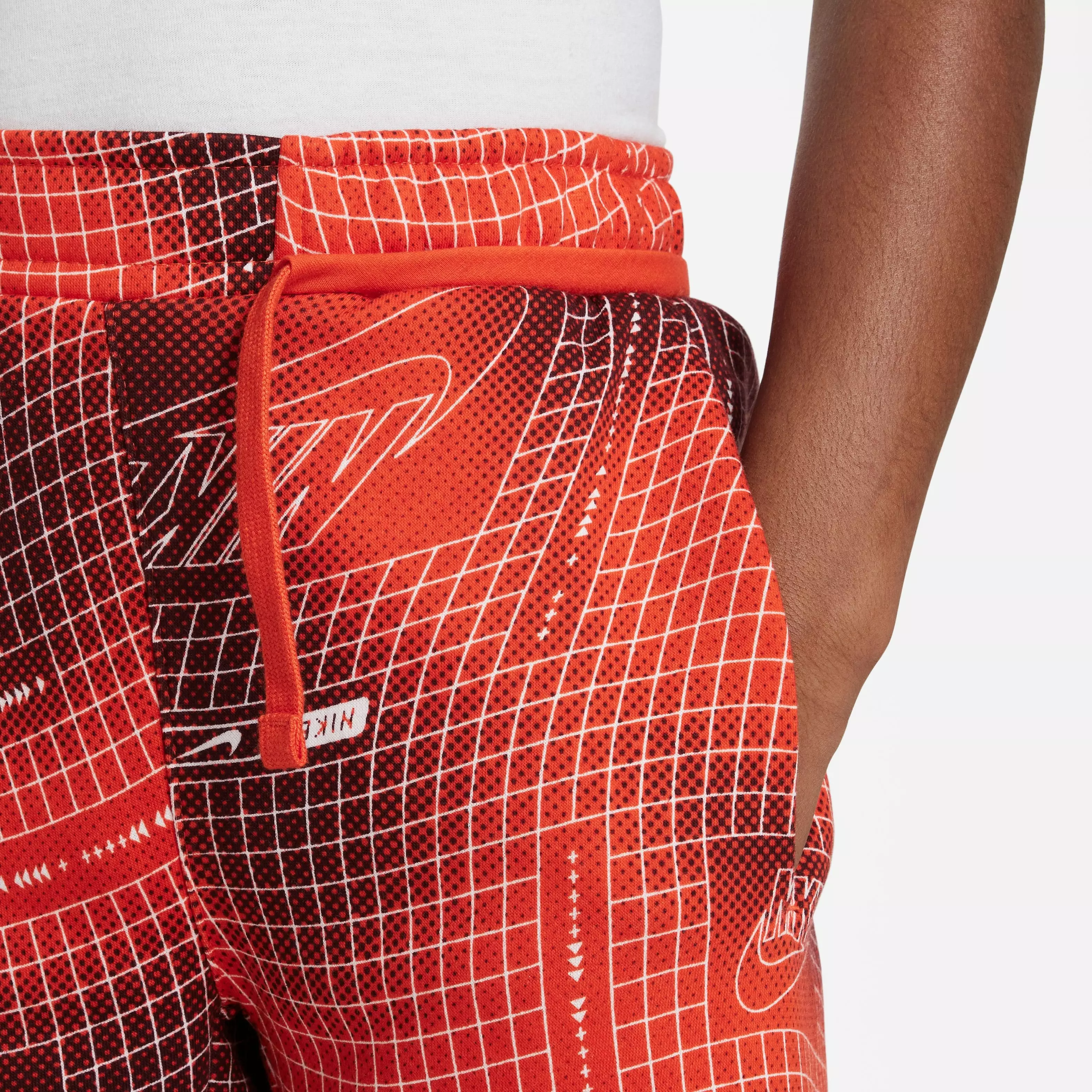 Nike Big Boys' Sportswear All-Over-Print HBR Club Shorts - Picante Red - RED