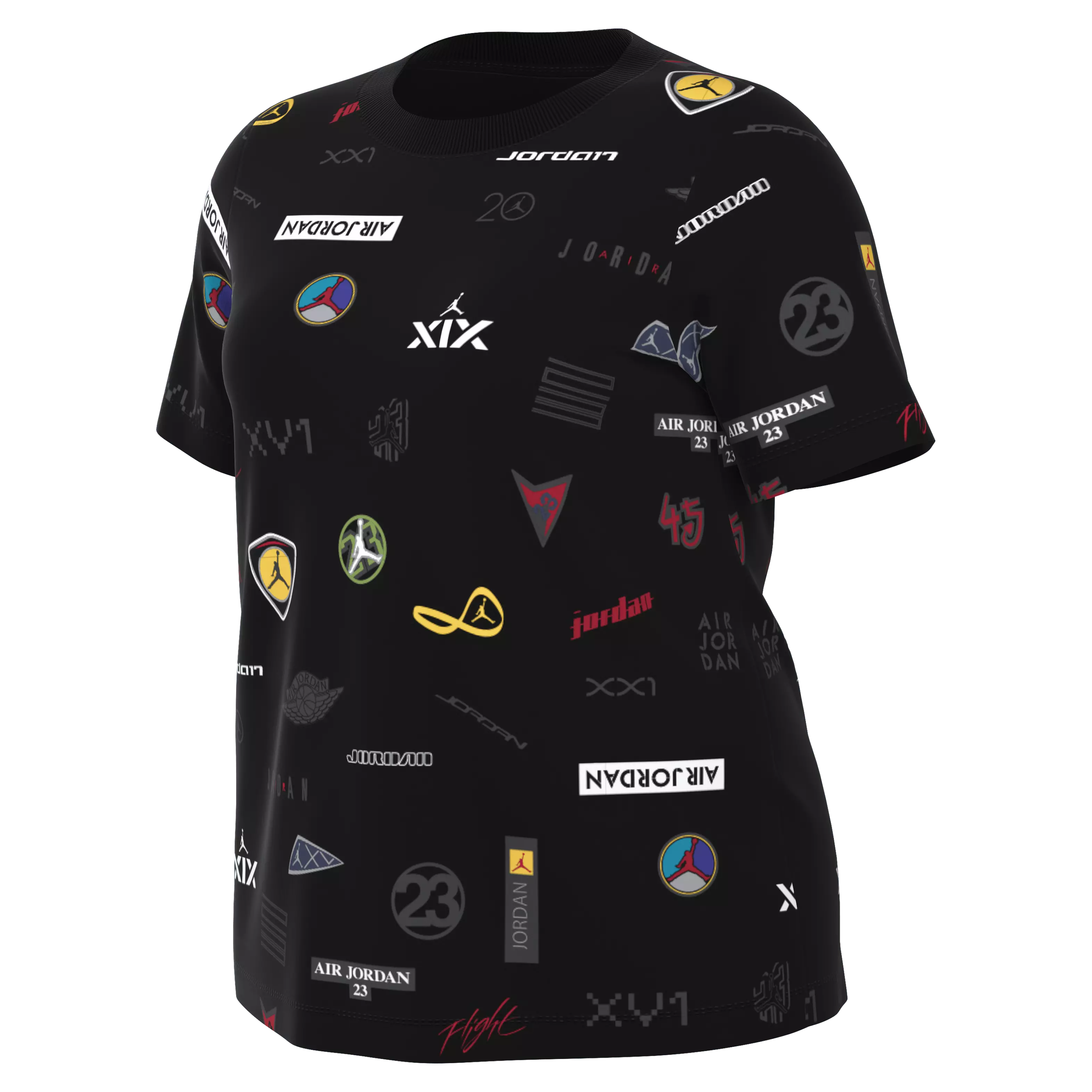 Jordan Women's Oversized AOP Graphic Tee-Black - BLACK