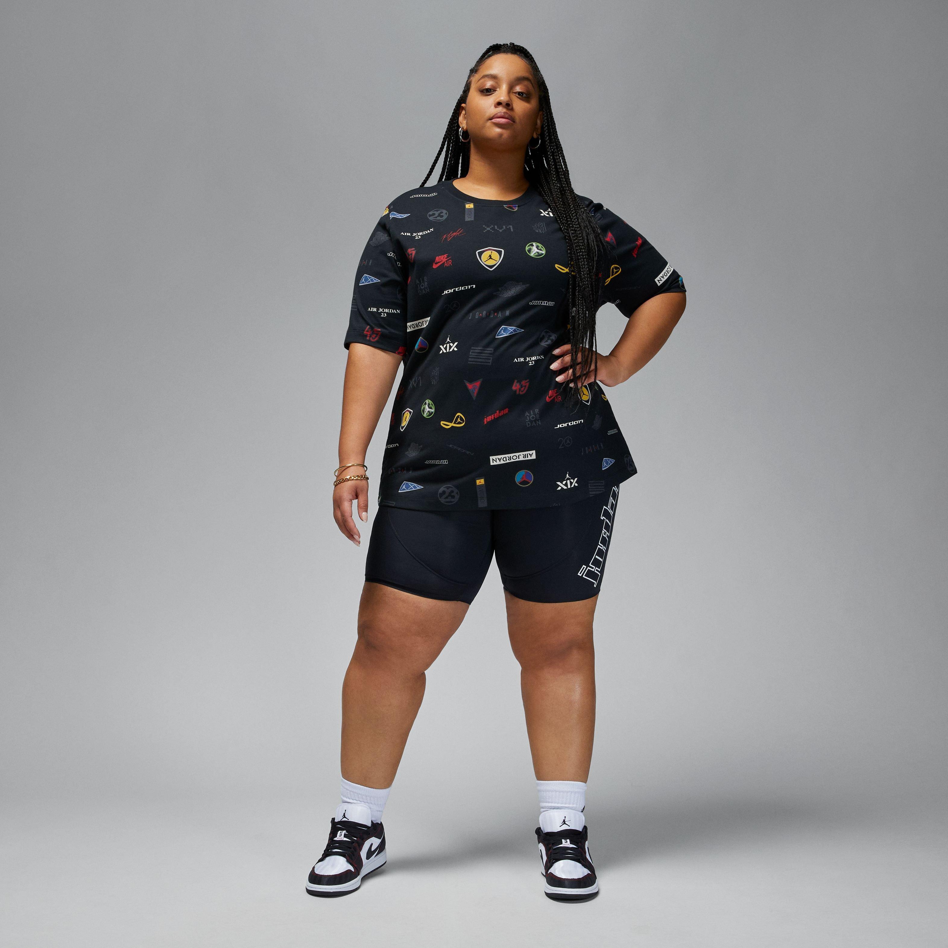 Jordan Women's Oversized AOP Graphic Tee-Black - BLACK Thumbnail View 4