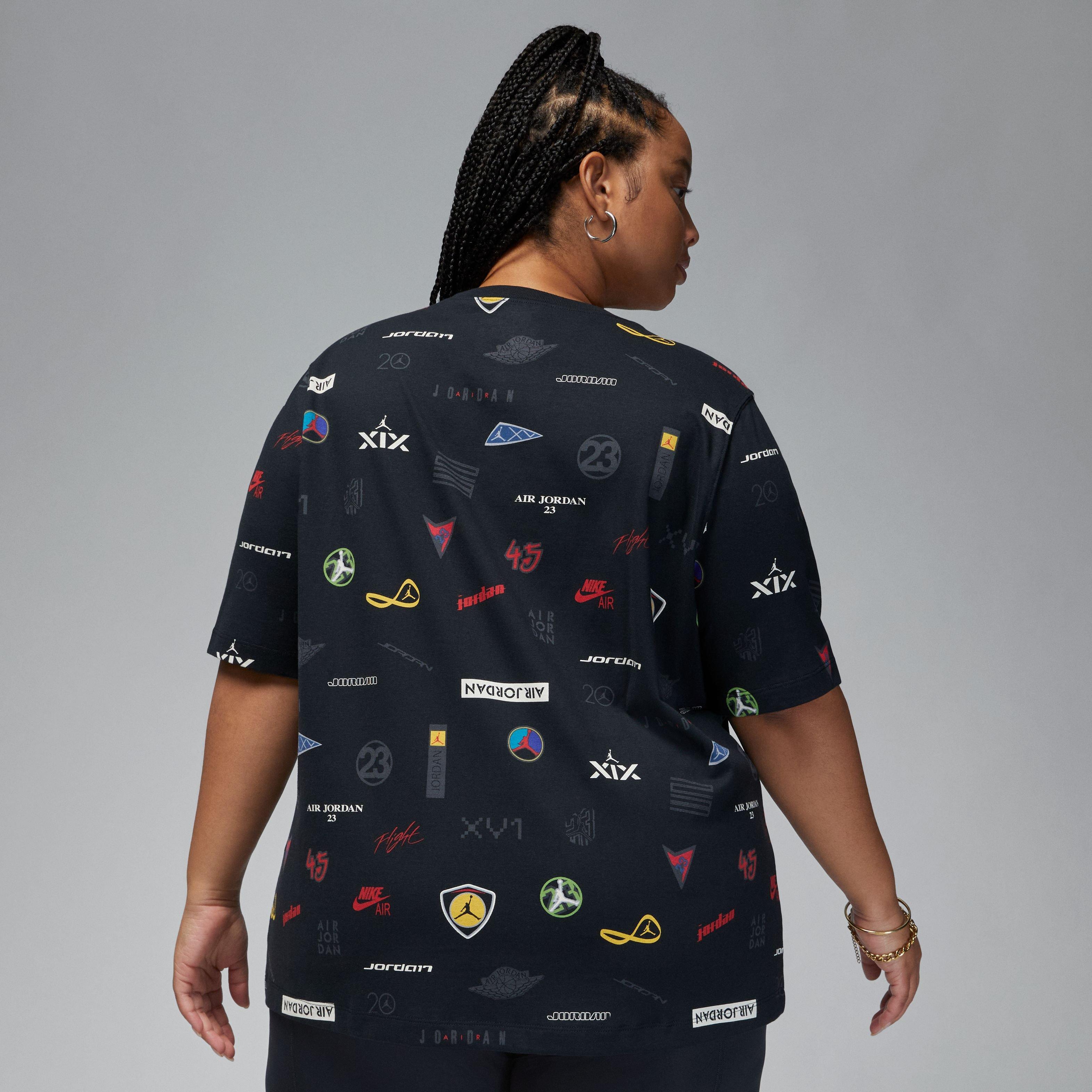 Jordan Women's Oversized AOP Graphic Tee-Black - BLACK Thumbnail View 2