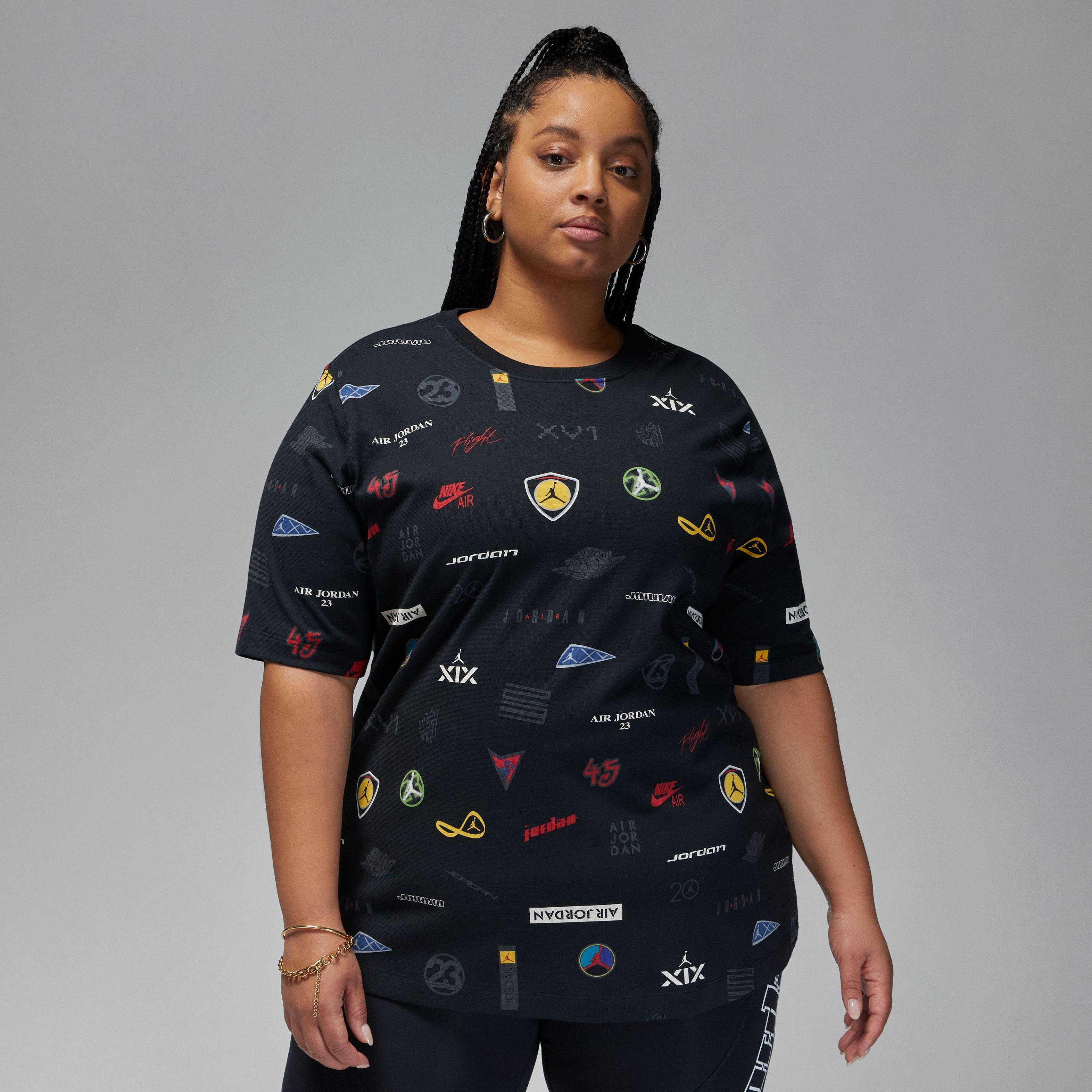 Jordan Women's Oversized AOP Graphic Tee-Black - BLACK Thumbnail View 1