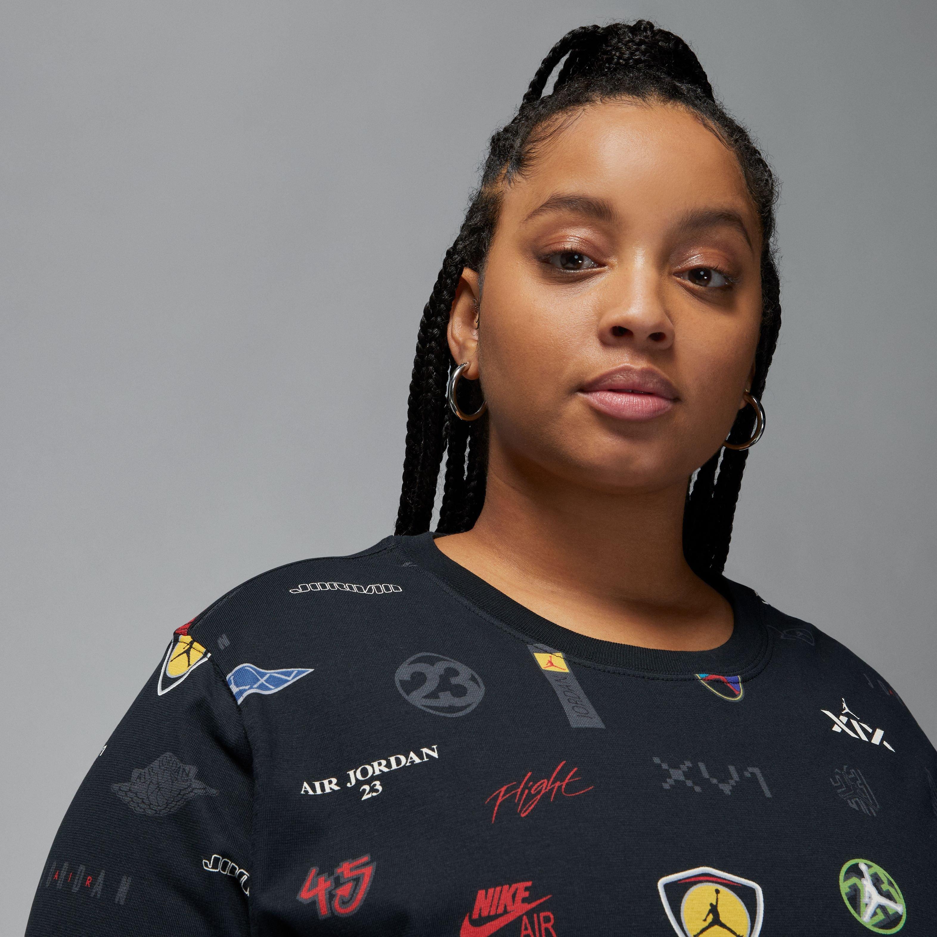 Jordan Women's Oversized AOP Graphic Tee-Black - BLACK Thumbnail View 5