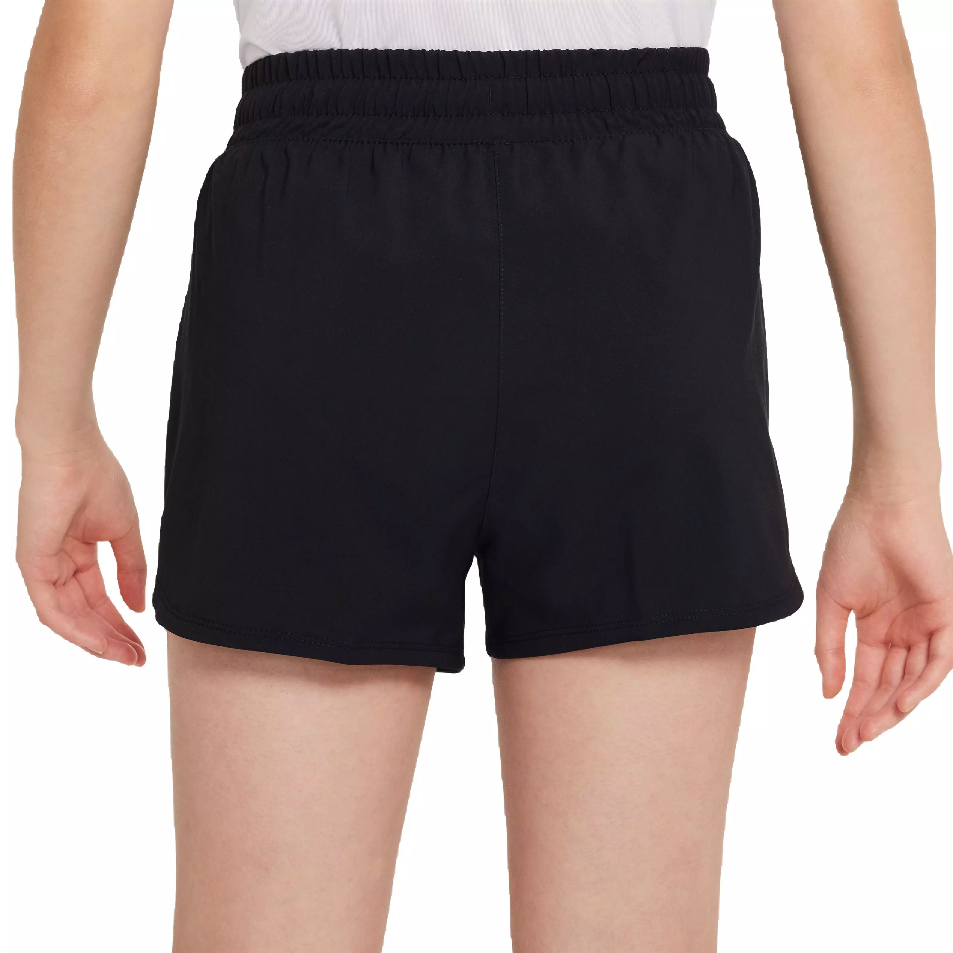 Nike Big Girls' Dri-FIT High-Waisted Woven Training Shorts-Black - BLACK
