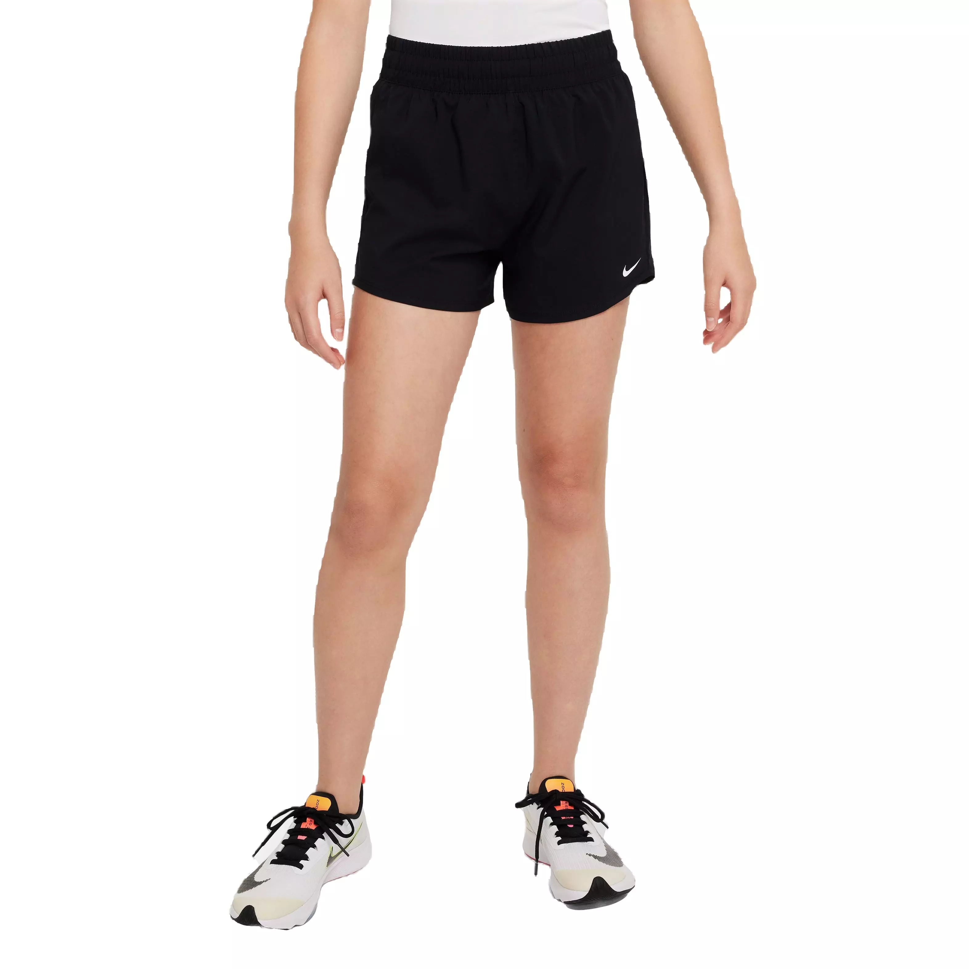 Nike Big Girls' Dri-FIT High-Waisted Woven Training Shorts-Black - BLACK