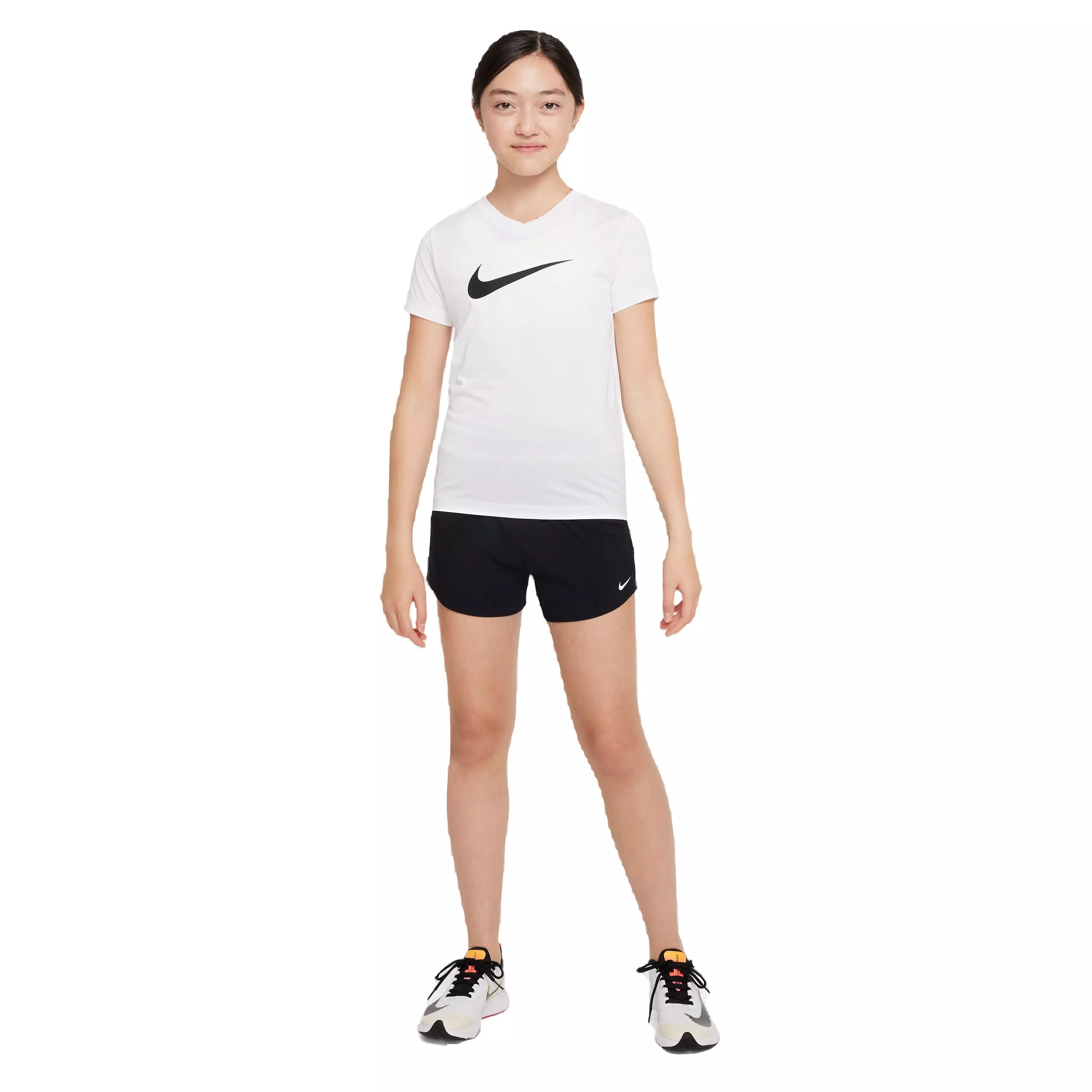 Nike Big Girls' Dri-FIT High-Waisted Woven Training Shorts-Black - BLACK