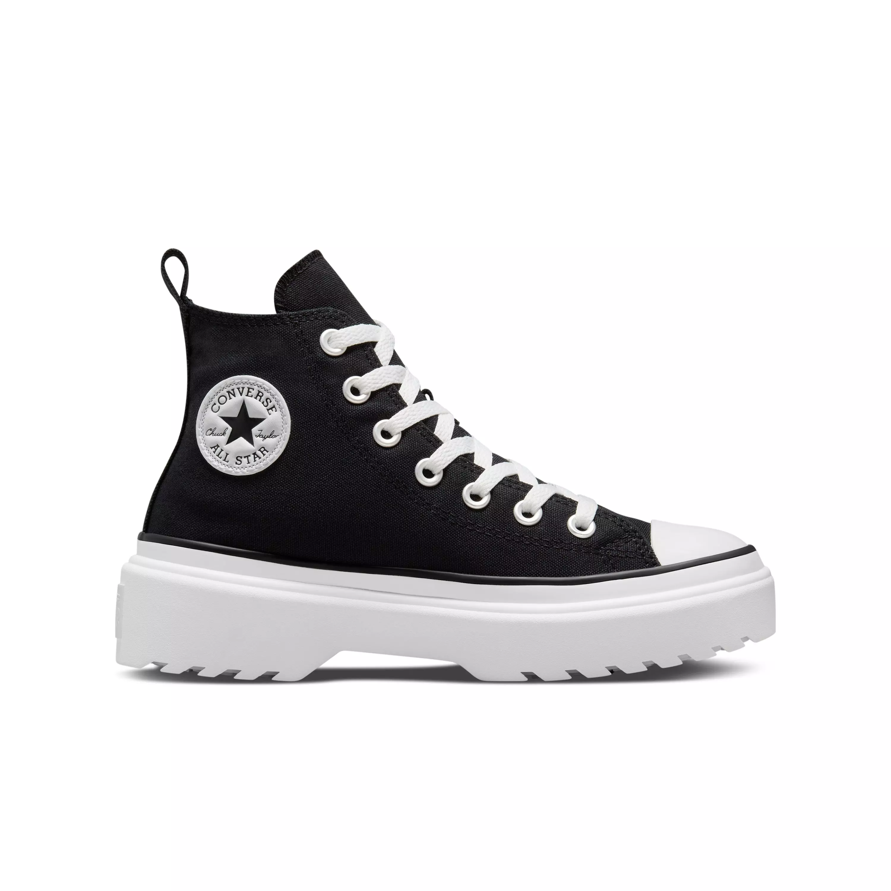 Converse Chuck Taylor All Star Lugged Lift Platform Hi "Black/White" Grade School Girls' Shoe - BLACK