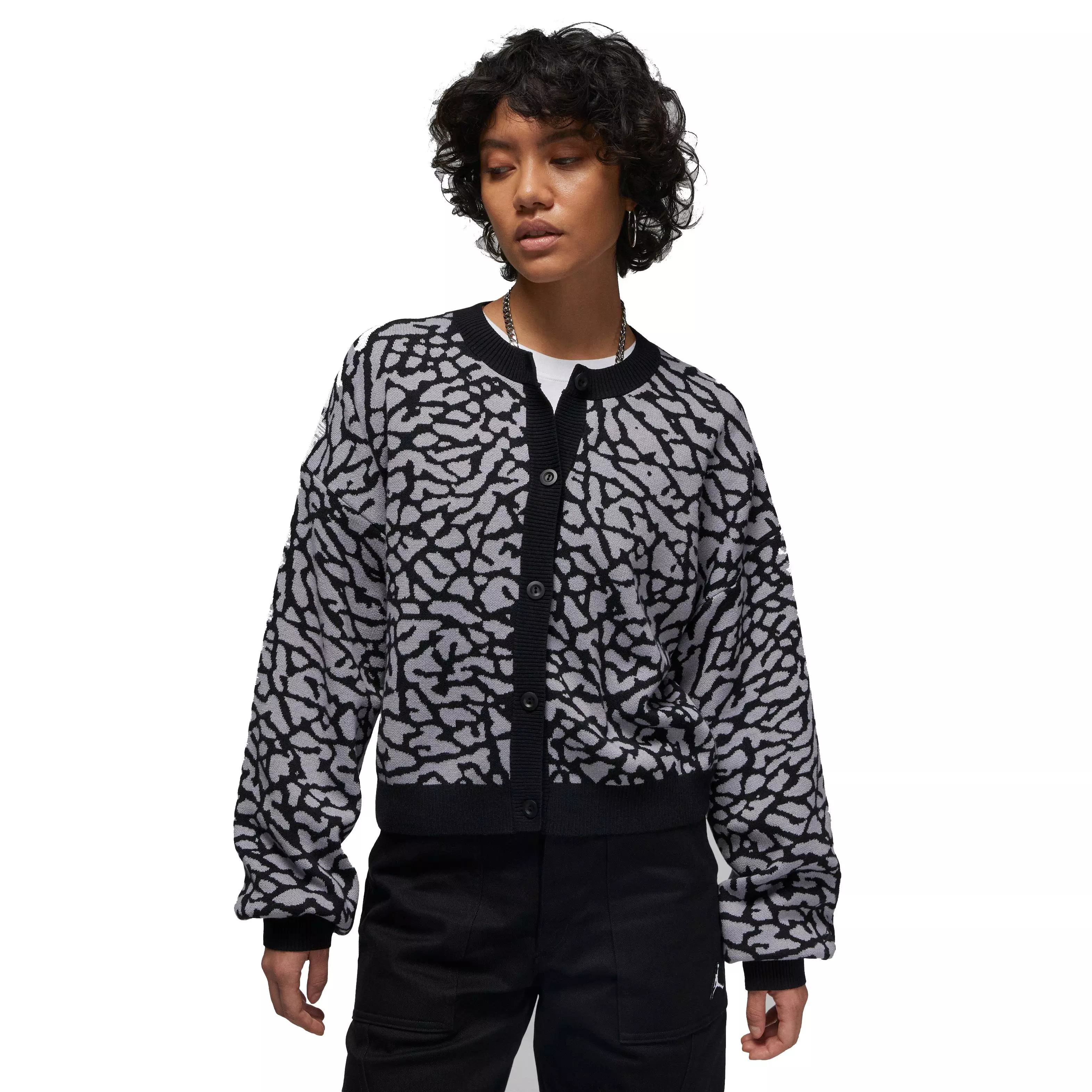 Jordan Women's Flight Jacquard Knit Cardigan - BLACK