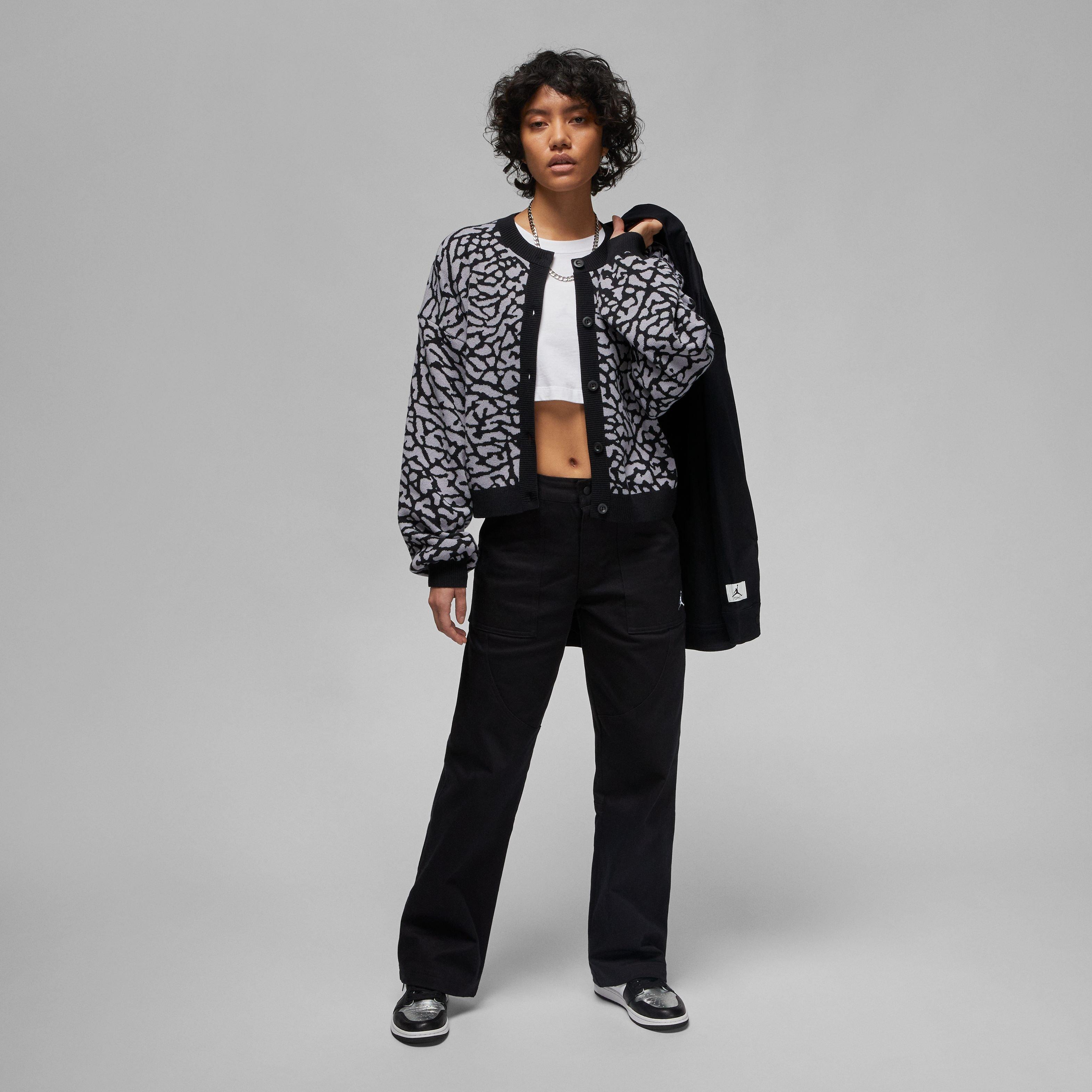 Jordan Women's Flight Jacquard Knit Cardigan - BLACK Thumbnail View 3