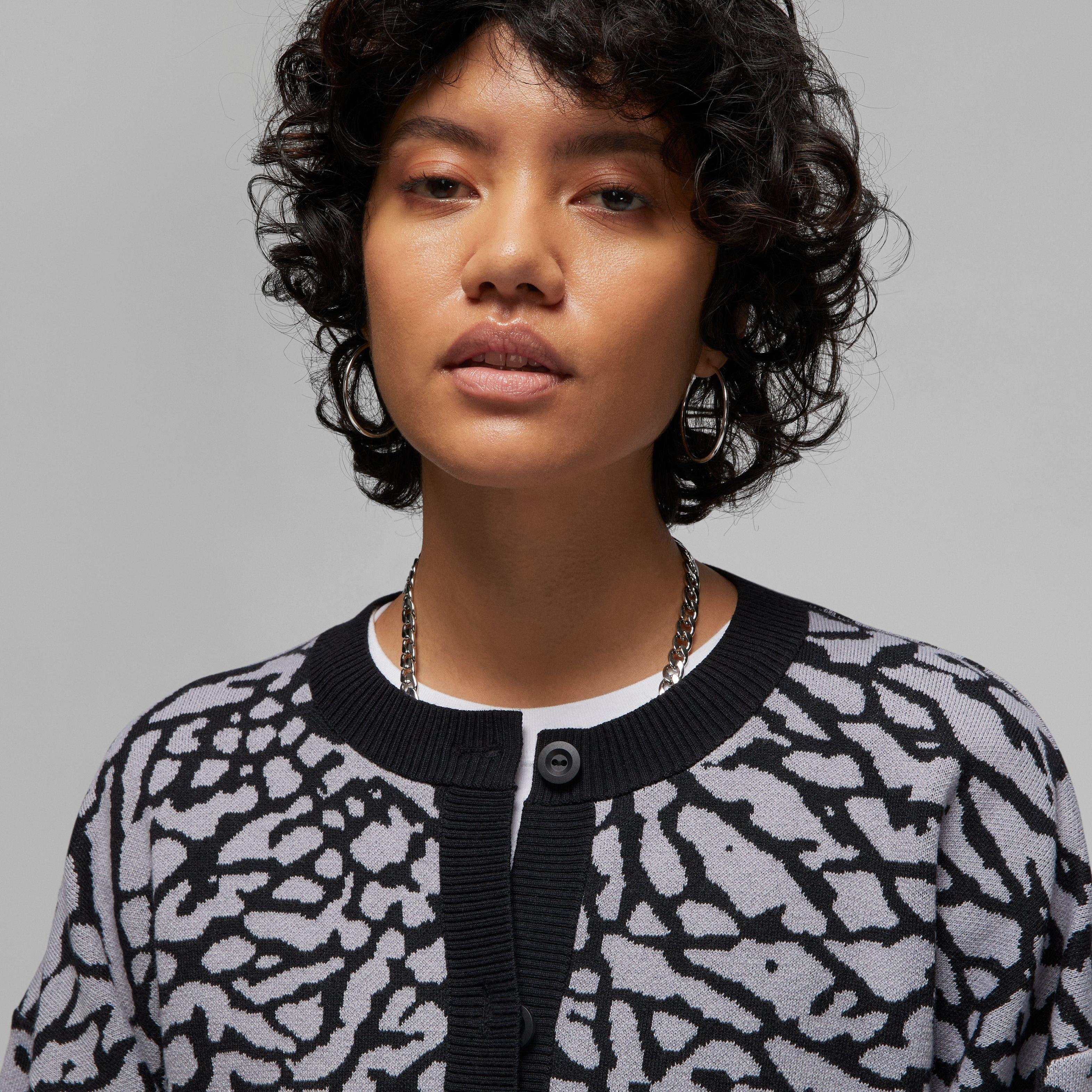 Jordan Women's Flight Jacquard Knit Cardigan - BLACK Thumbnail View 4