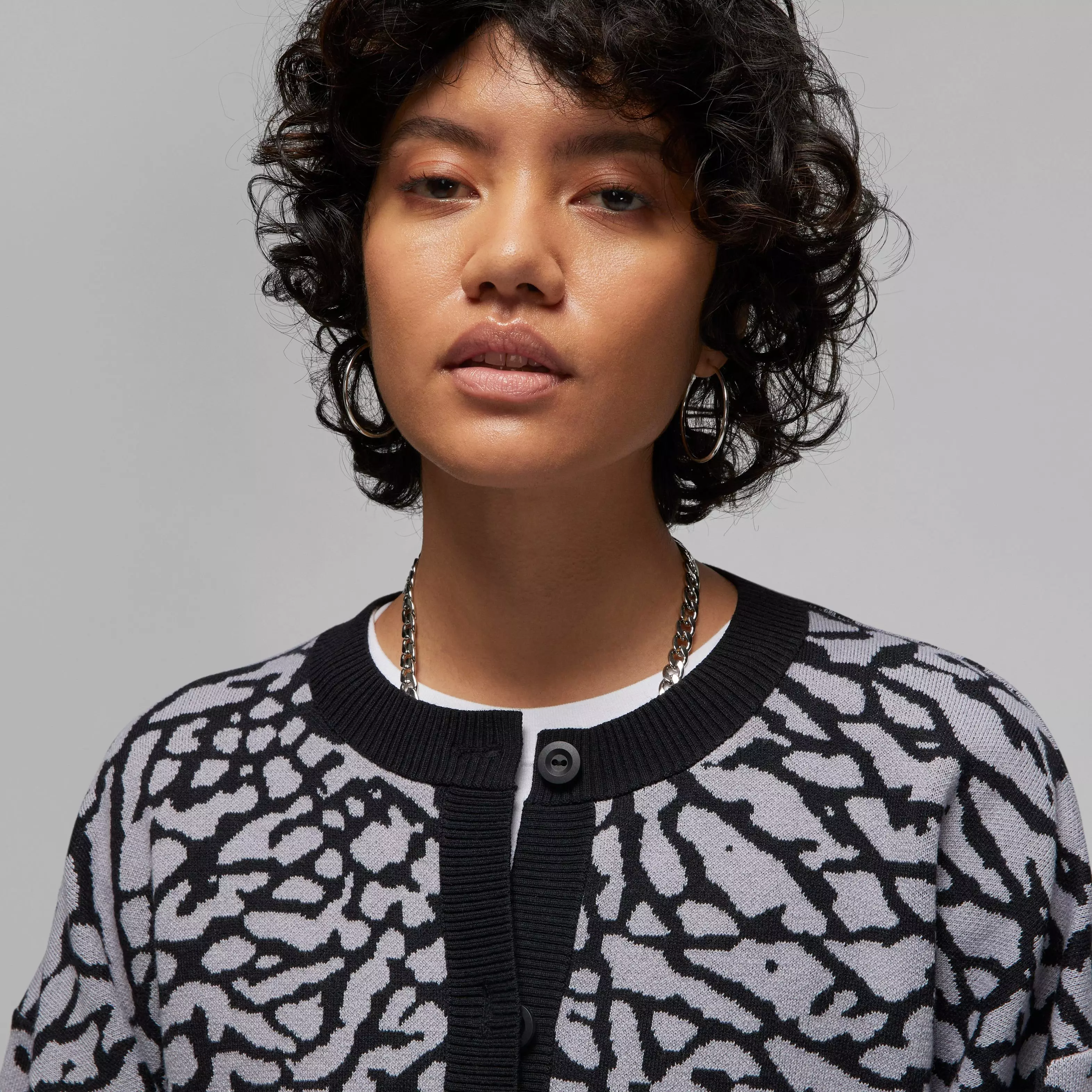 Jordan Women's Flight Jacquard Knit Cardigan - BLACK