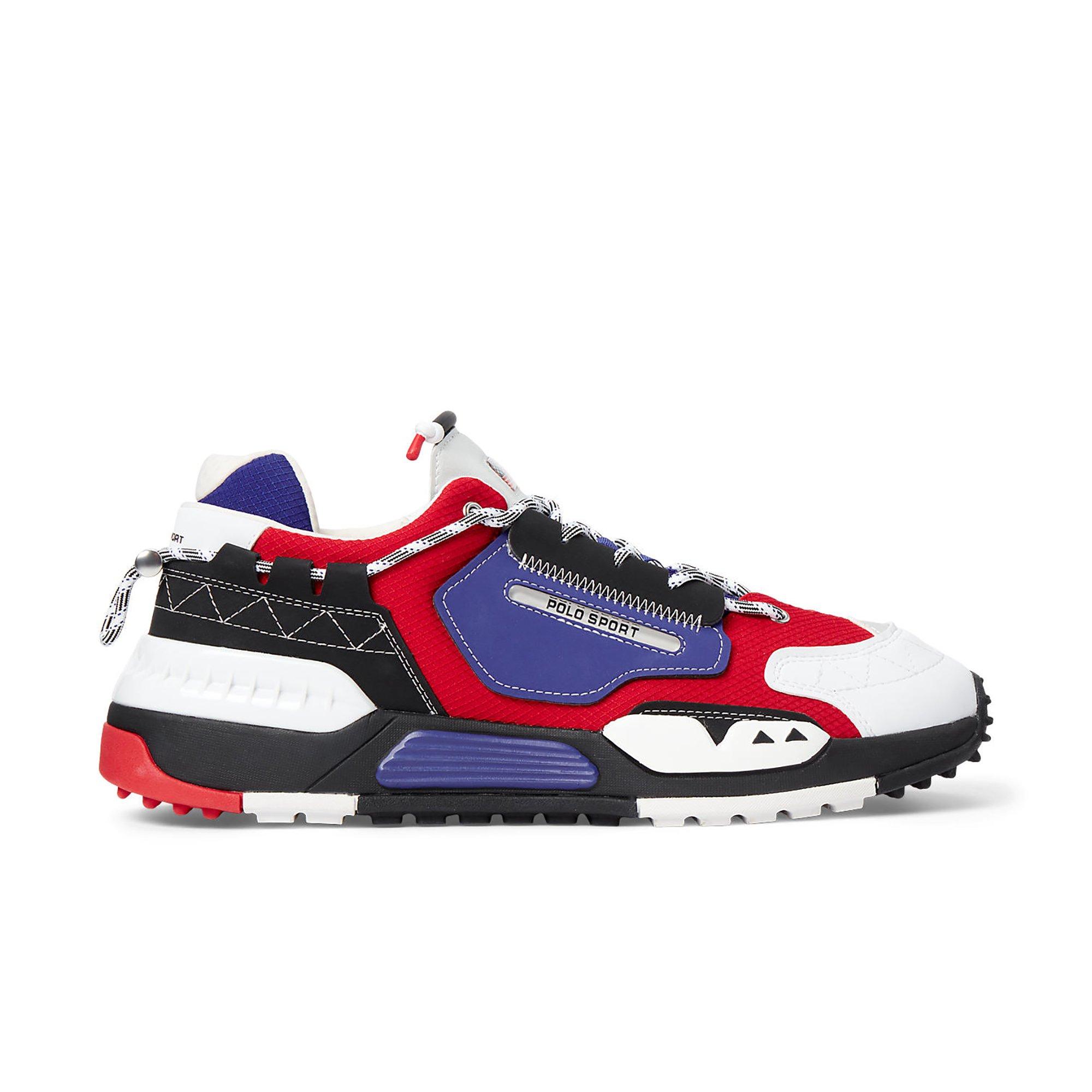 Red white and store blue polo shoes