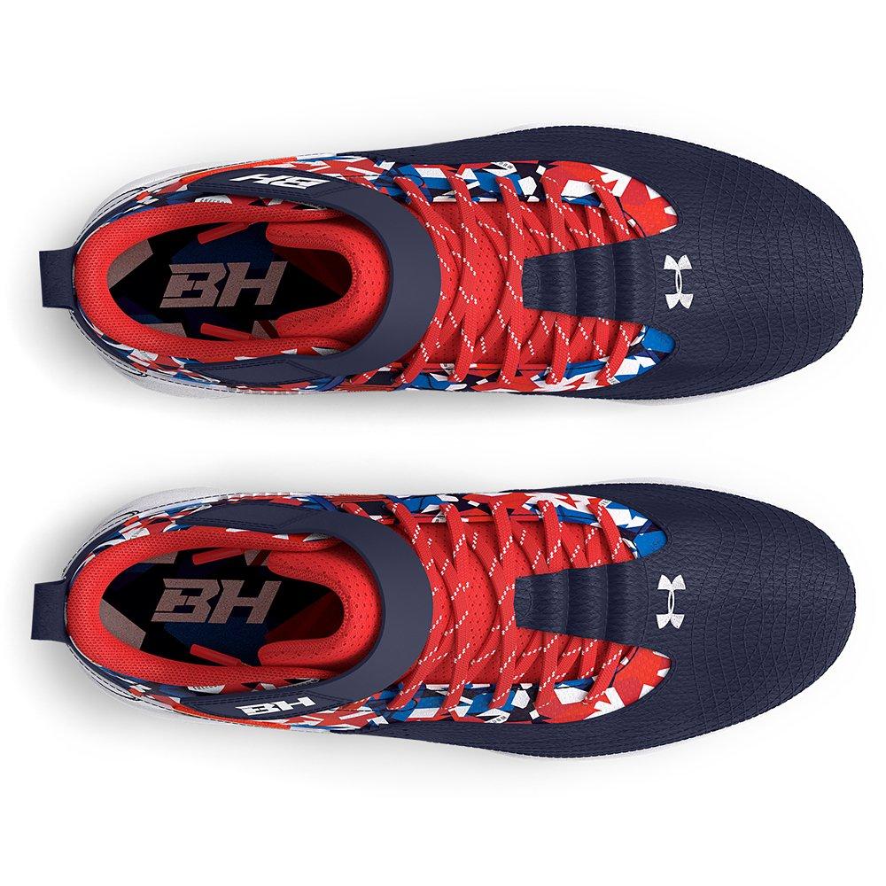 Under Armour Harper 7 Mid RM "USA" Preschool Boys' Baseball Cleat - RED/WHITE/BLUE Thumbnail View 3