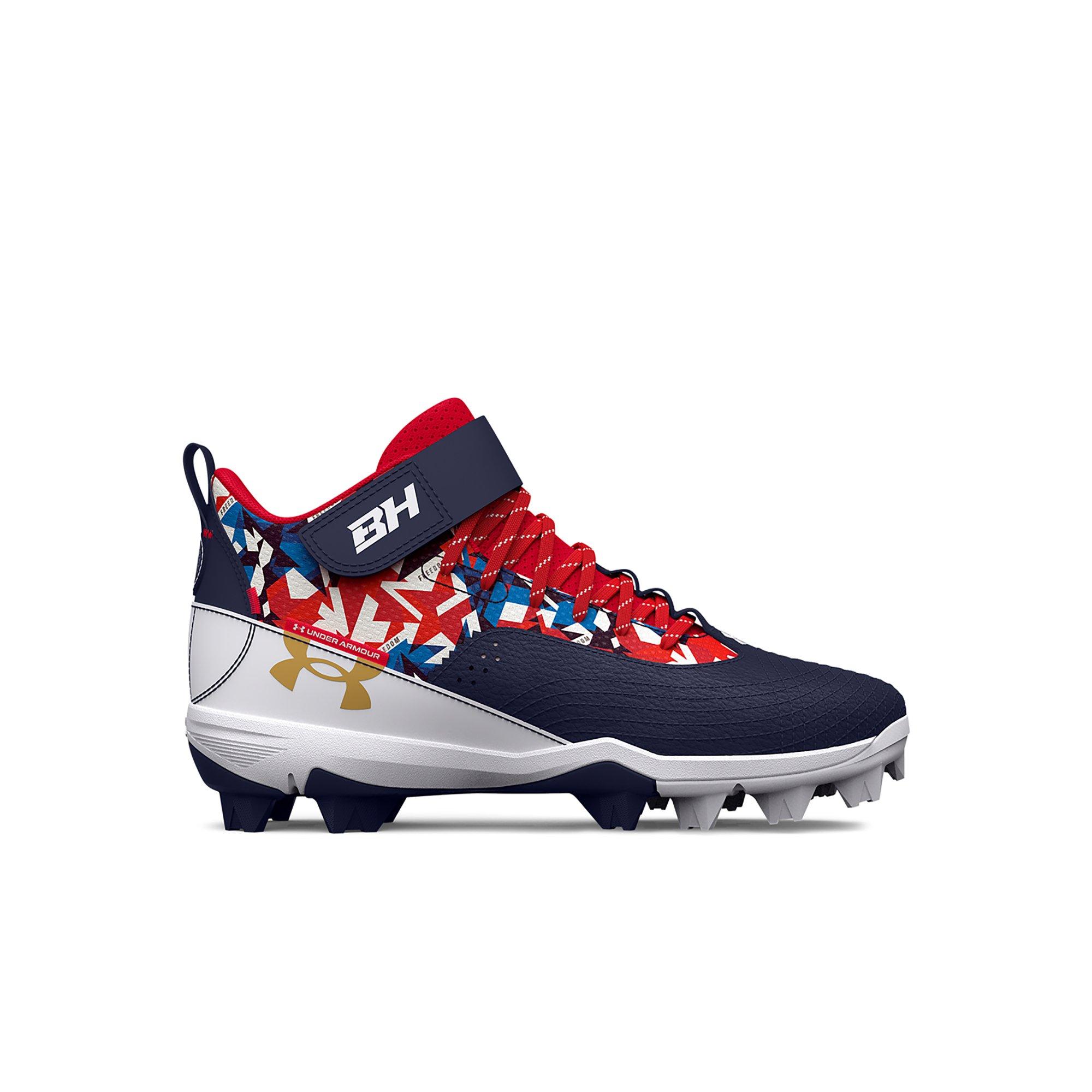 Under Armour Harper 7 Mid RM "USA" Preschool Boys' Baseball Cleat - RED/WHITE/BLUE Thumbnail View 1