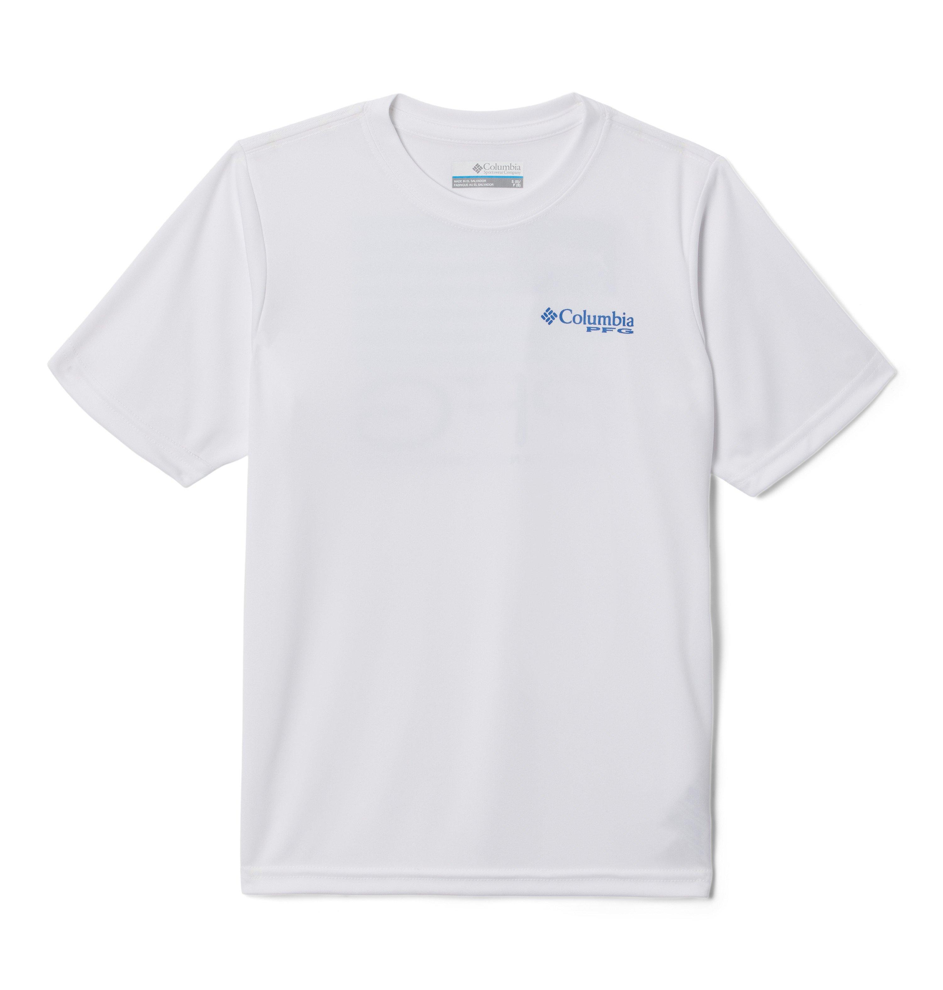 Columbia Big Boys' PFG Terminal Tackle Fish Flag Tee- - WHITE/BLUE Thumbnail View 1