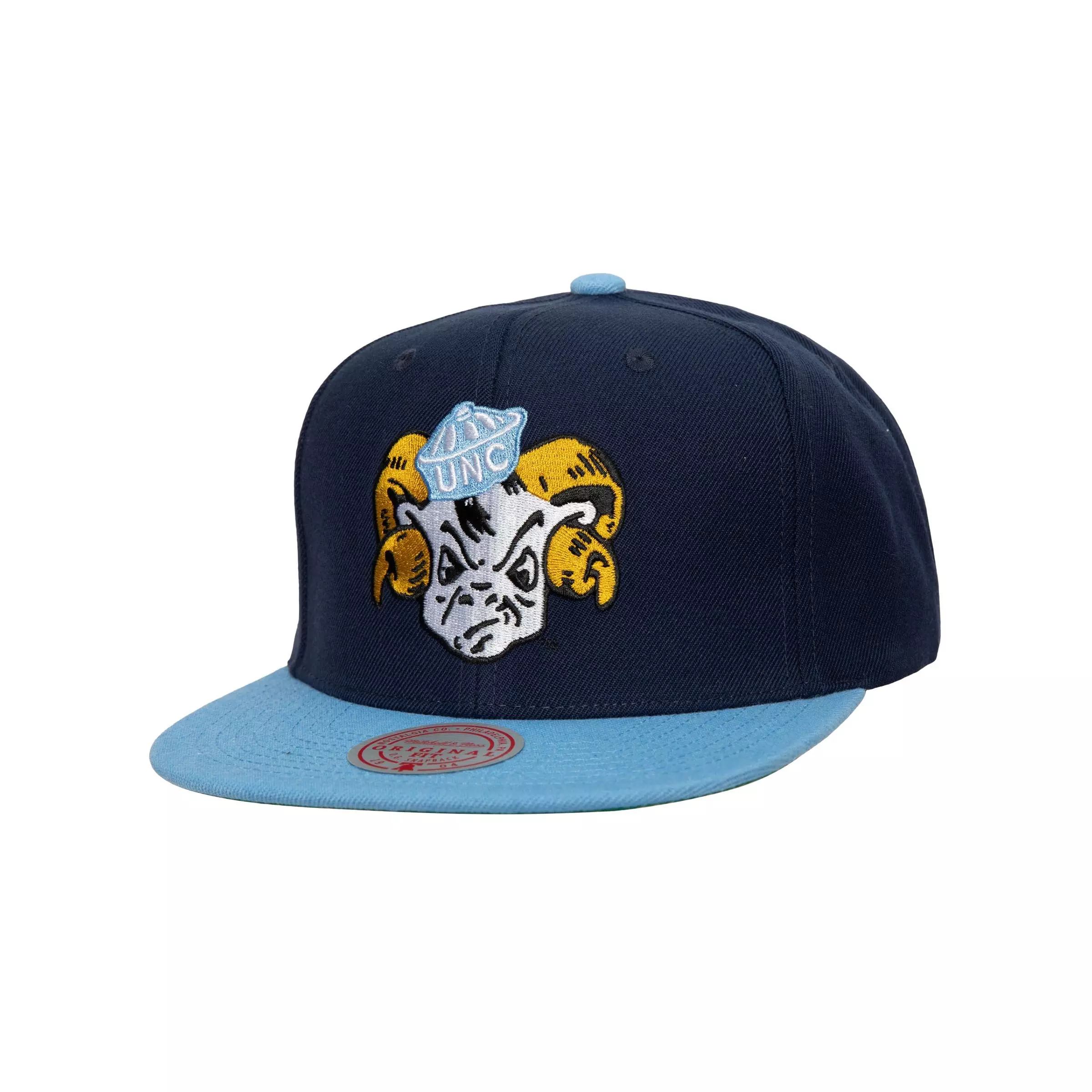 Mitchell & Ness North Carolina Tar Heels Retro Logo Snapback-Black/Blue - NAVY