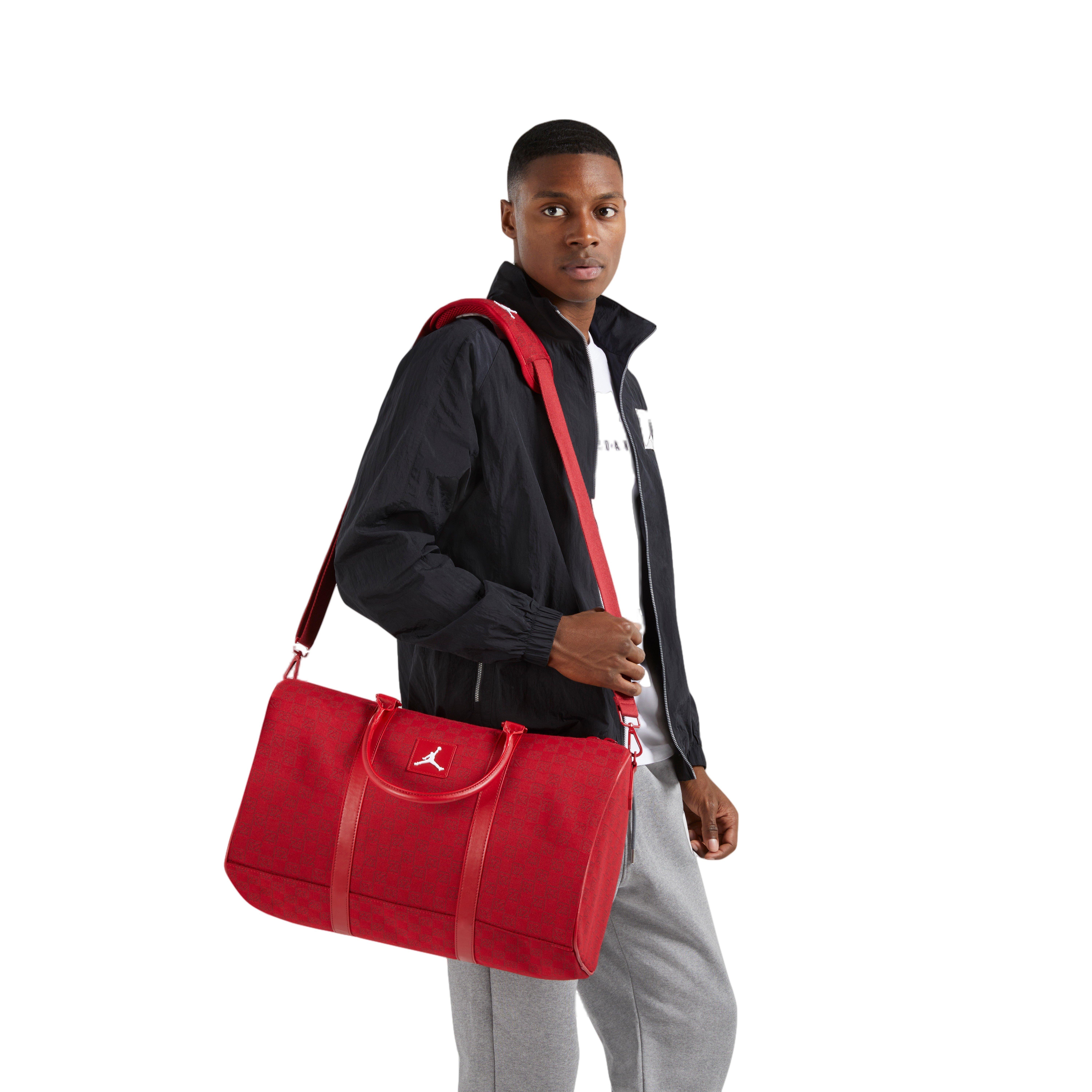 KicksFinder on X: Ad: SELLING OUT QUICK! Jordan Monogram Duffle Bag Red  >>  / X