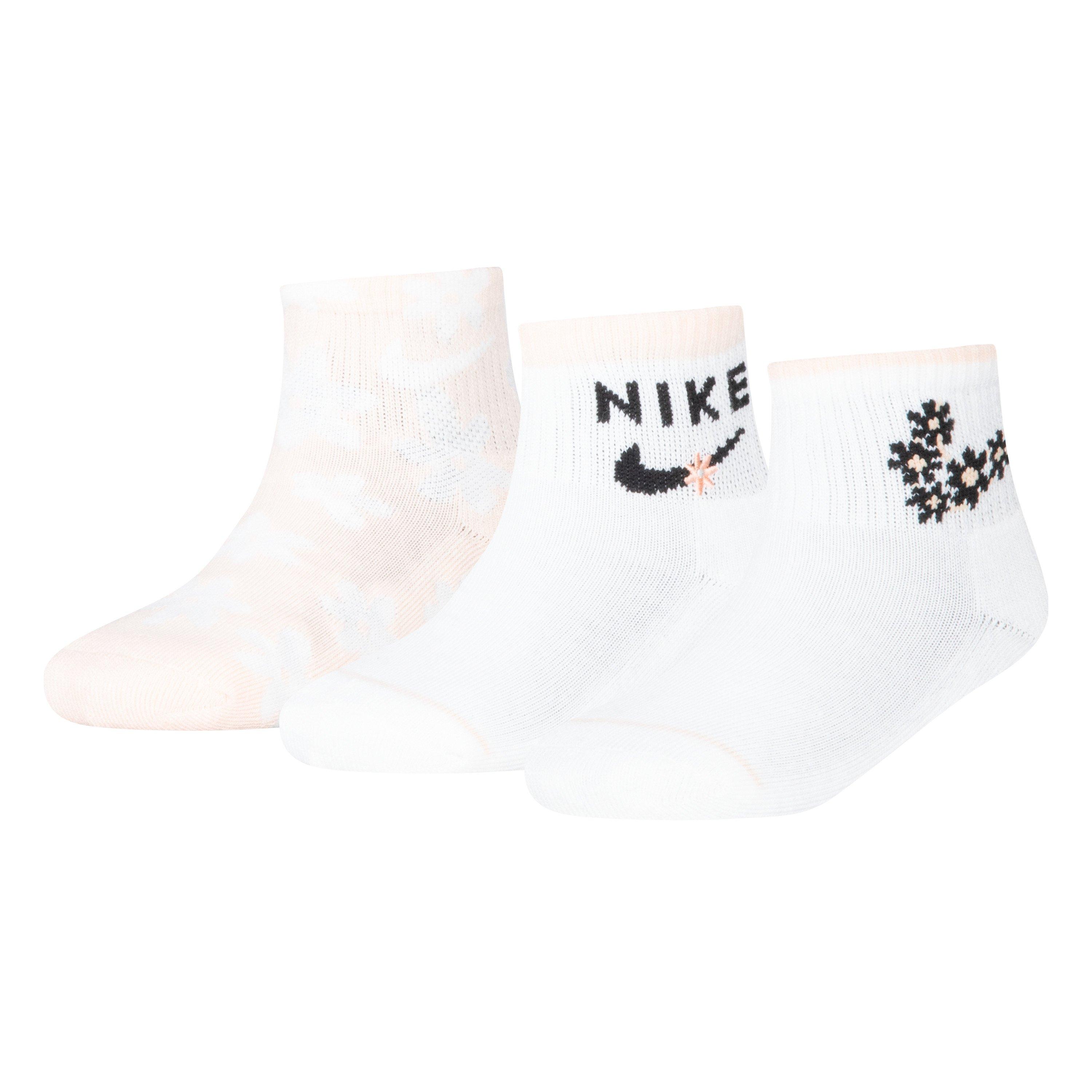 Nike Little Girls' Floral Ankle Socks-3PK-Pink/White - Hibbett