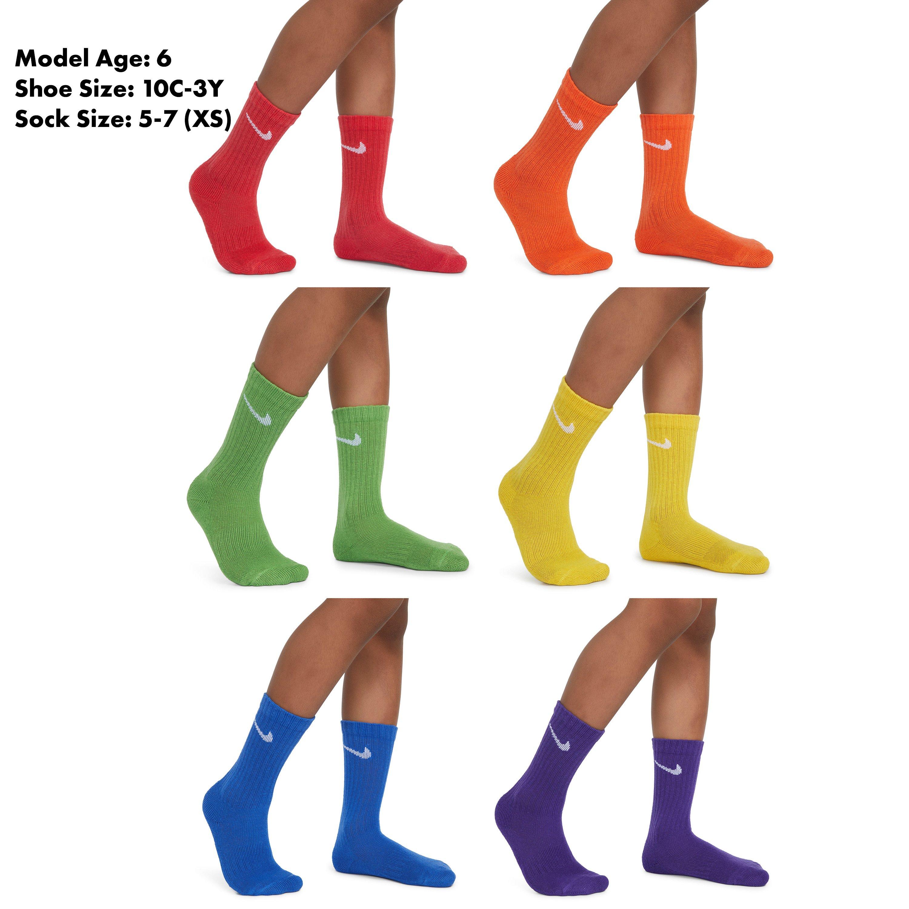 Nike Crew Rainbow 6-Pack Youth Socks