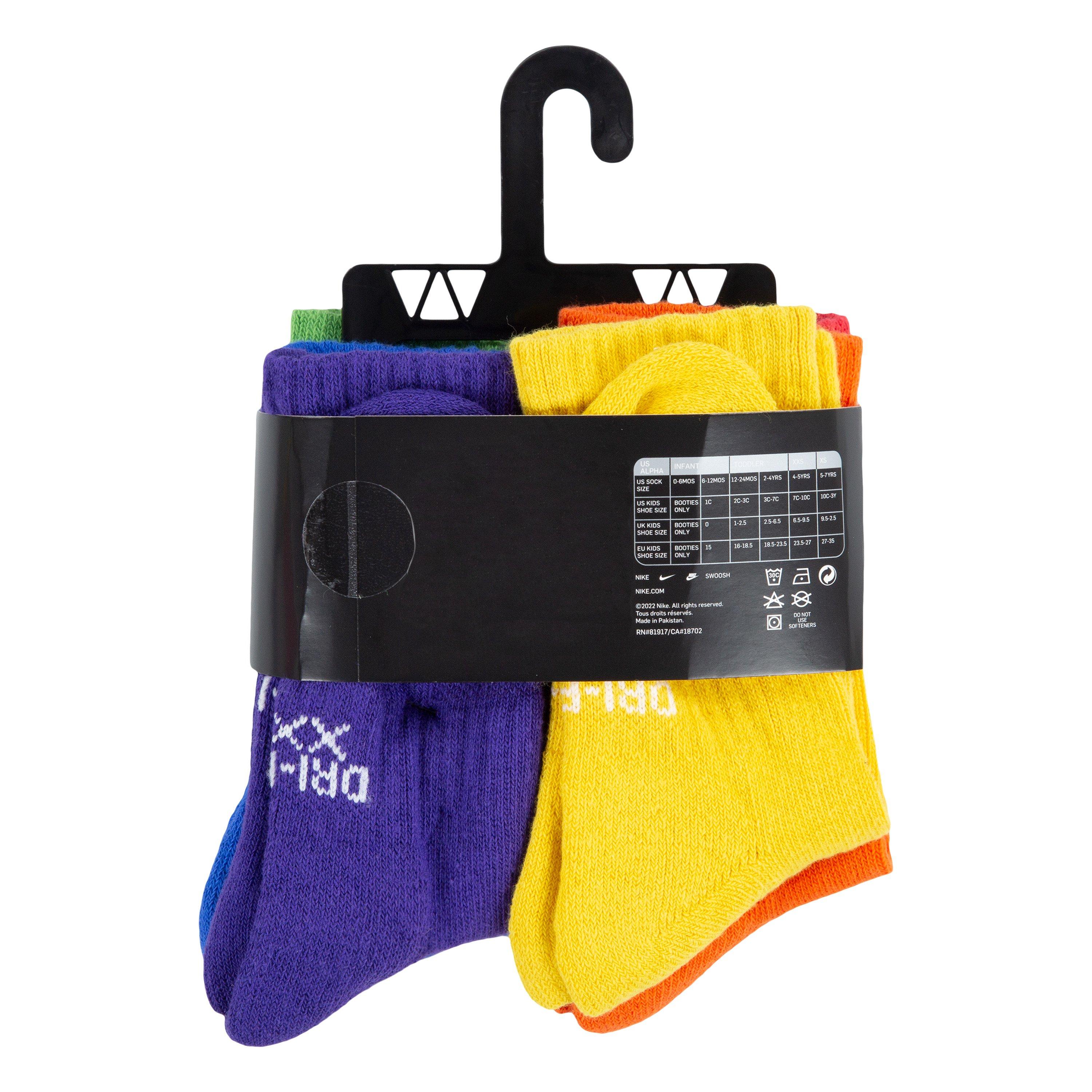 Nike Crew Rainbow 6-Pack Youth Socks