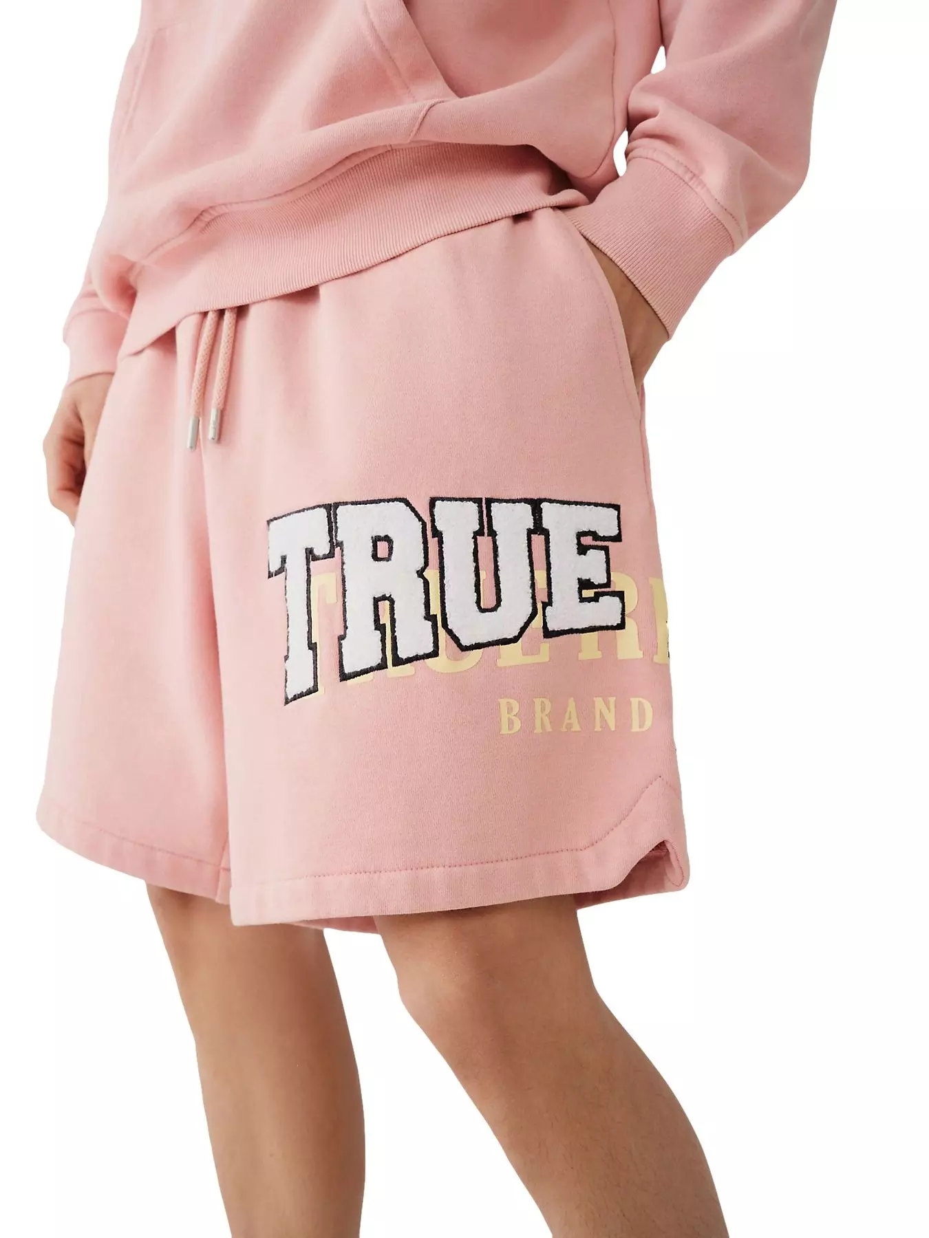True Religion Men's Vintage Basketball Patch Short - Coral - CORAL