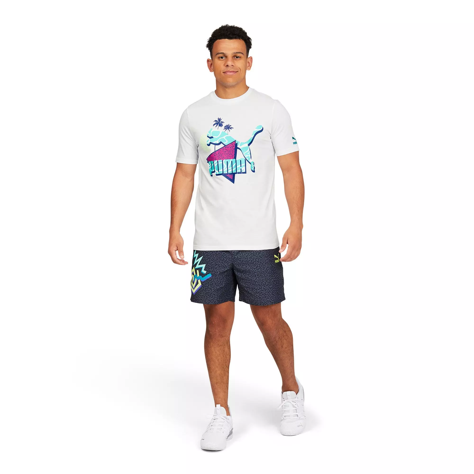 PUMA Men's Classic Daytona Big Logo Tee - White - WHITE