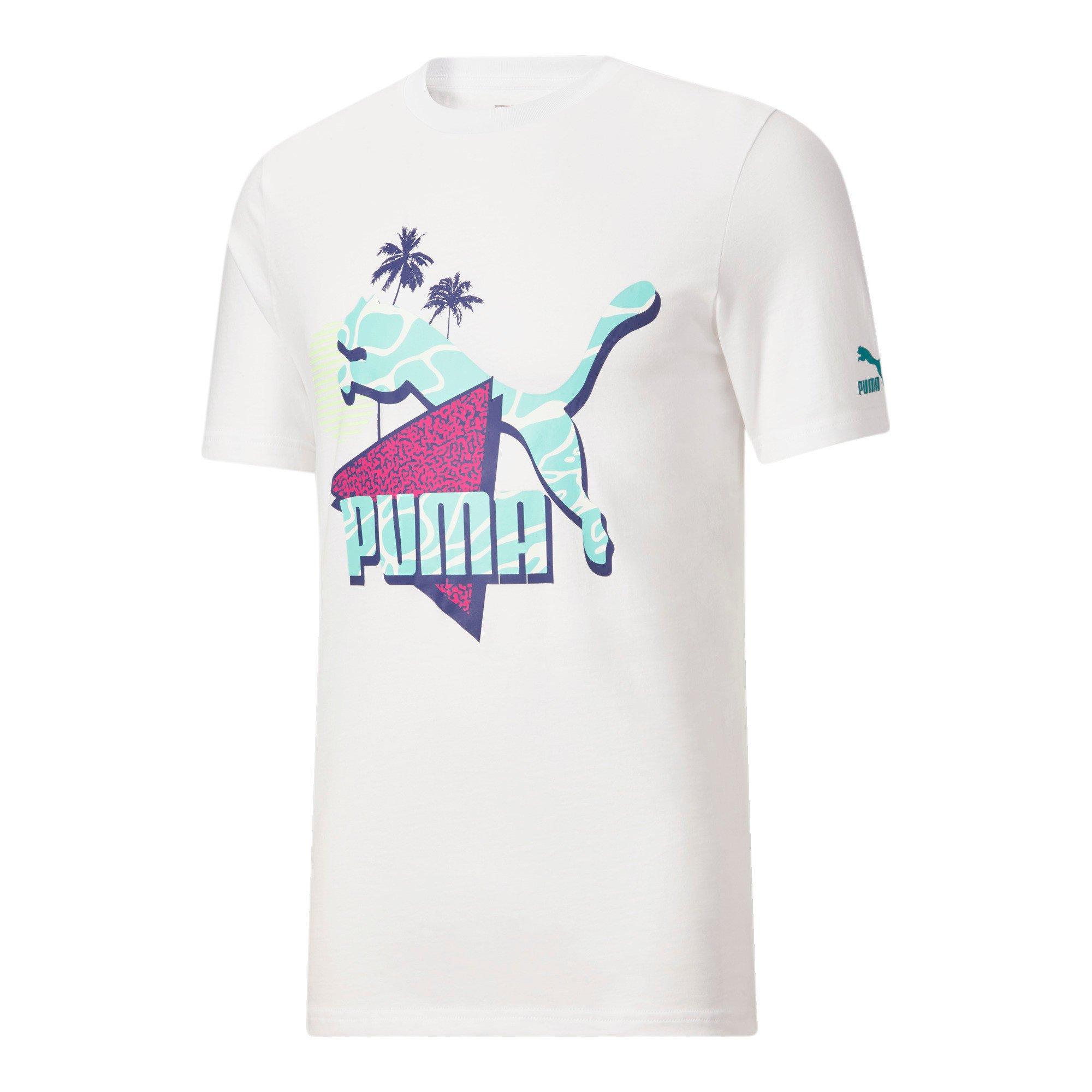PUMA Men's Classic Daytona Big Logo Tee - White - WHITE Thumbnail View 4
