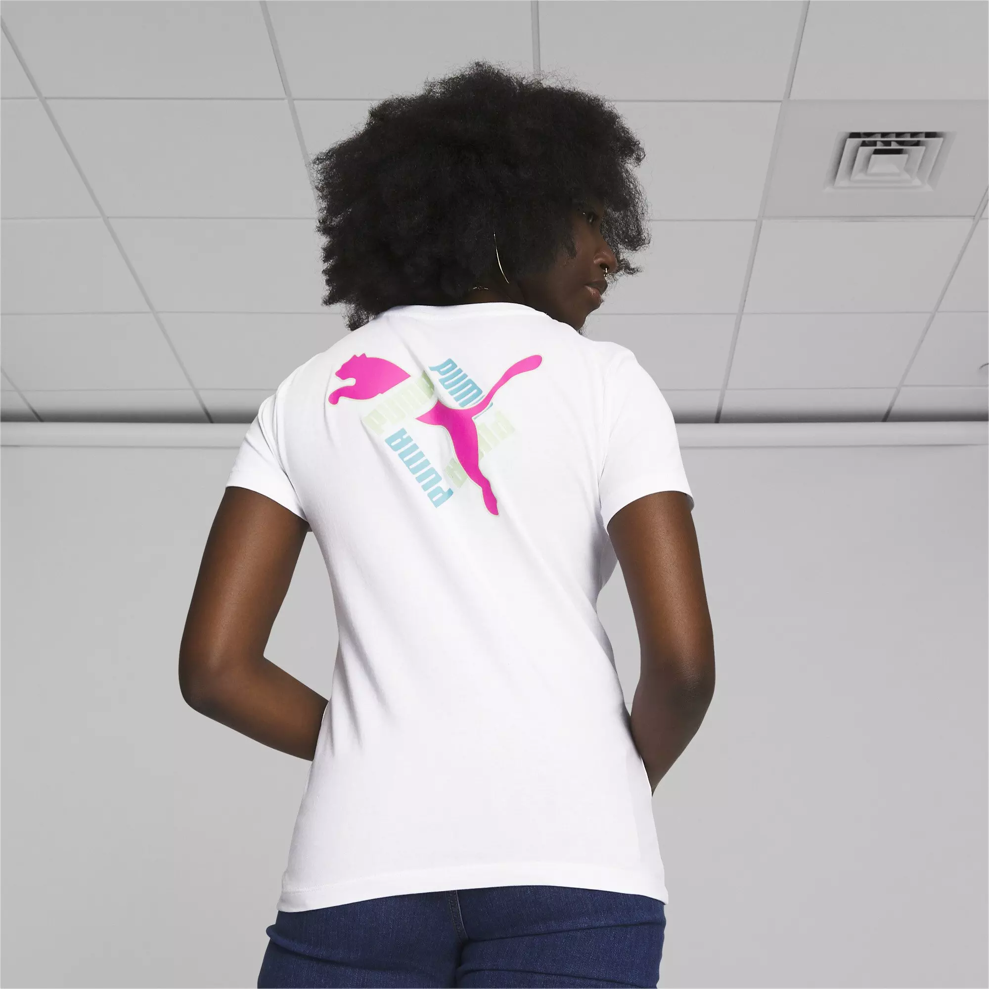 PUMA Women's Snake Logo Tee-White - WHITE