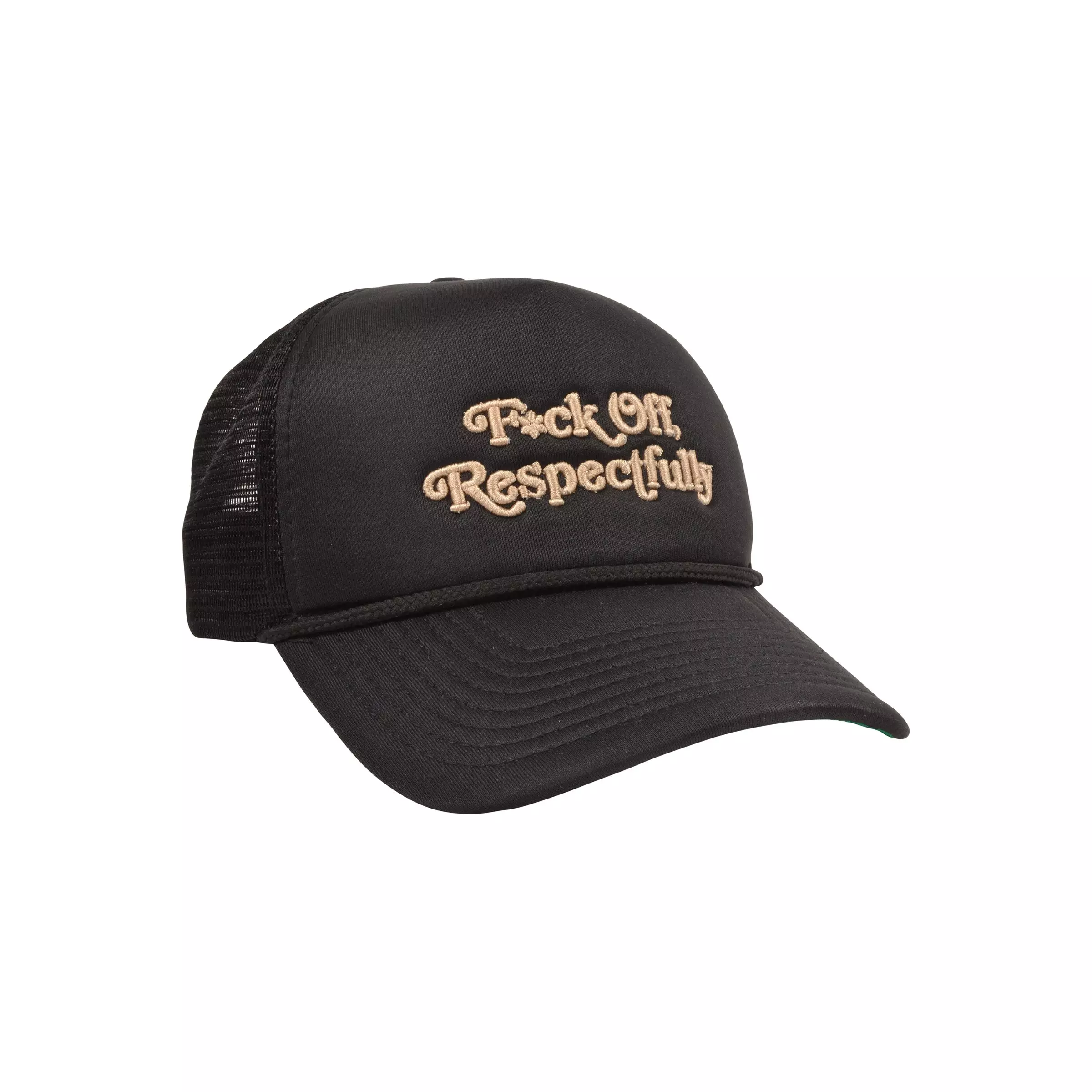 Field Grade Respectfully Corded Trucker Snapback Hat-Black - BLACK