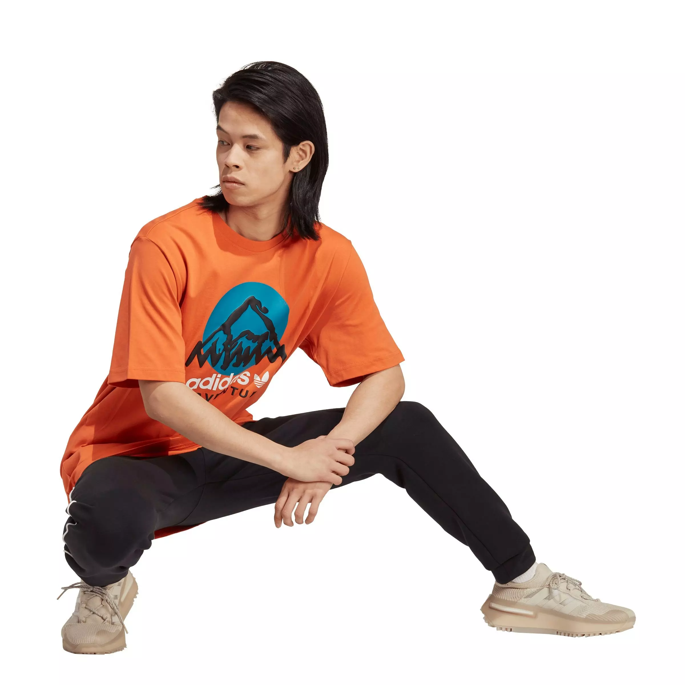 adidas Men's Adventure Graphic Tee-Orange - ORANGE