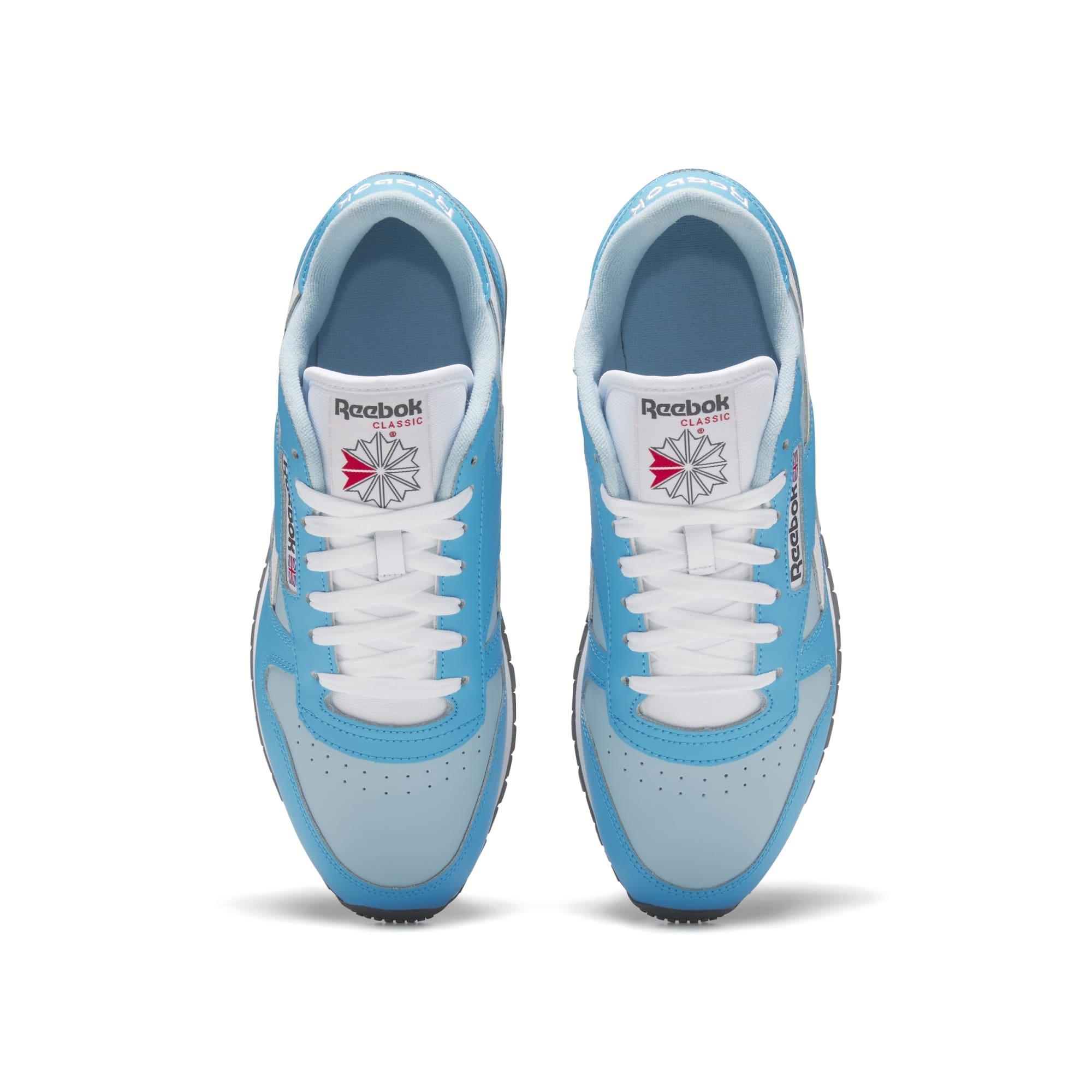 Consequent Alert Alfabet Reebok Classic Leather "Radiant Aqua/Blue/Ftwr White" Men's Shoe