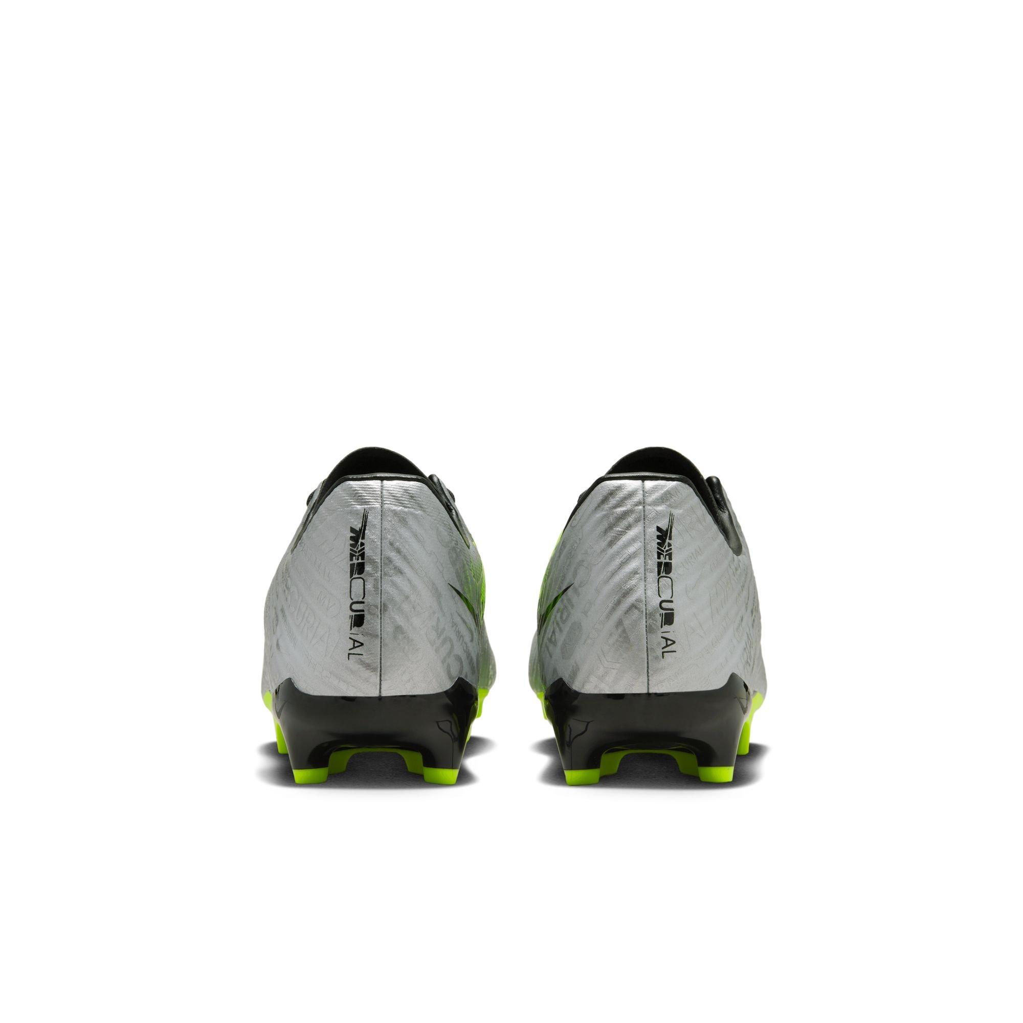 Nike Zoom Mercurial Vapor 15 Academy XXV MG "Metallic Silver/Volt" Men's Soccer Cleat - METALLIC SILVER/VOLT/BLACK Thumbnail View 9