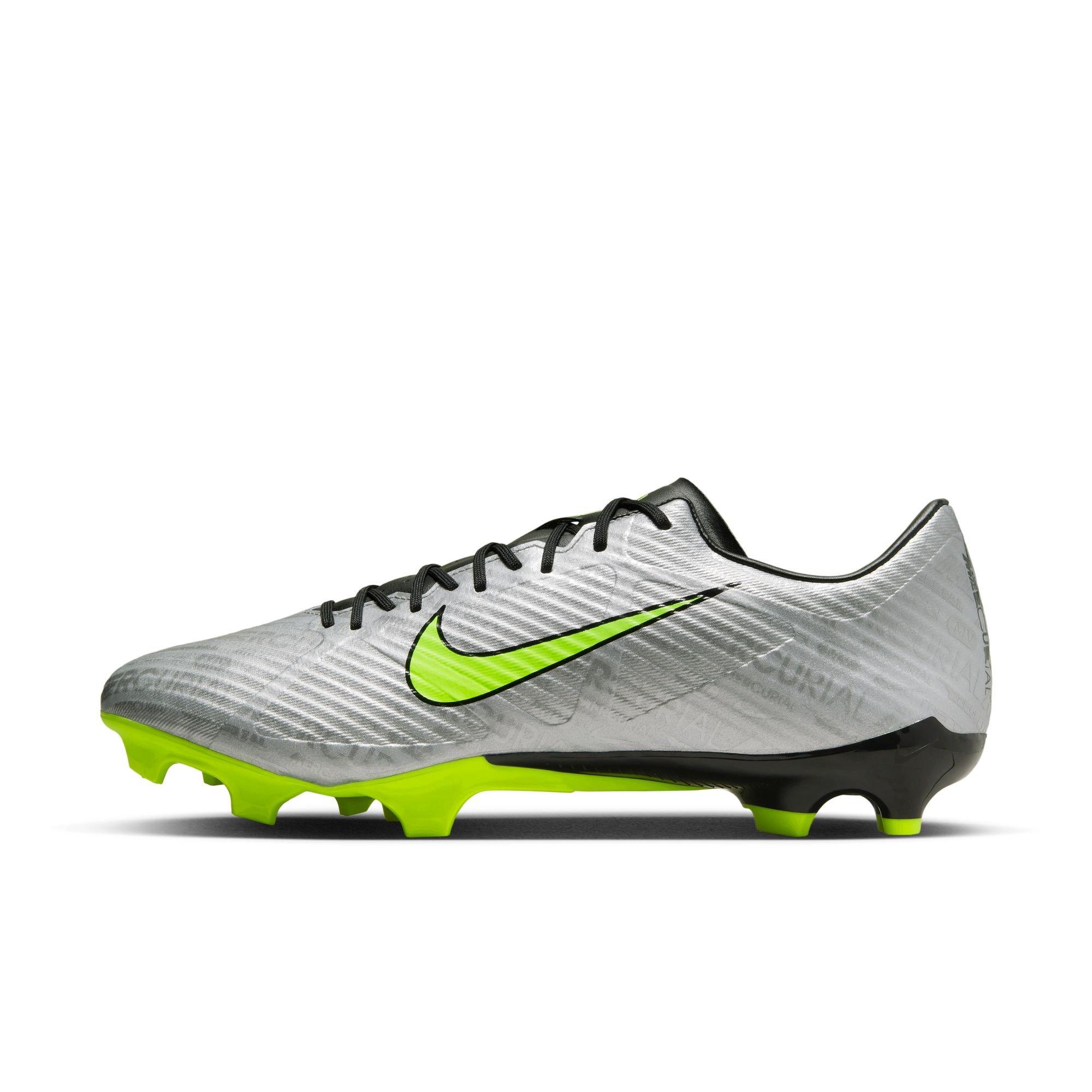 Nike Zoom Mercurial Vapor 15 Academy XXV MG "Metallic Silver/Volt" Men's Soccer Cleat - METALLIC SILVER/VOLT/BLACK Thumbnail View 7