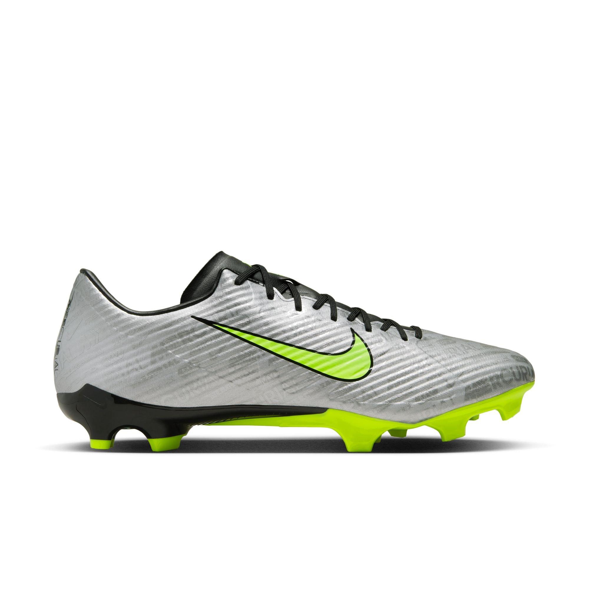 Nike Zoom Mercurial Vapor 15 Academy XXV MG "Metallic Silver/Volt" Men's Soccer Cleat - METALLIC SILVER/VOLT/BLACK Thumbnail View 1
