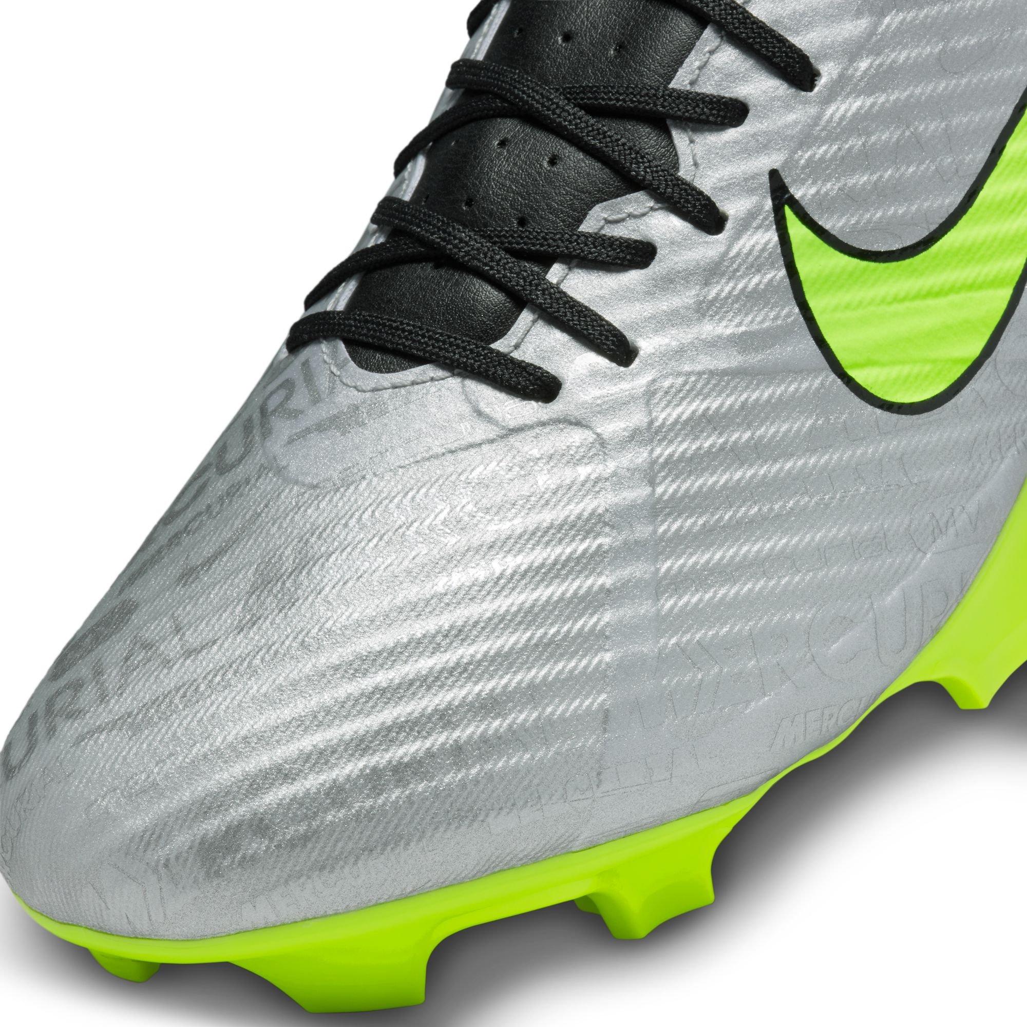 Nike Zoom Mercurial Vapor 15 Academy XXV MG "Metallic Silver/Volt" Men's Soccer Cleat - METALLIC SILVER/VOLT/BLACK Thumbnail View 5
