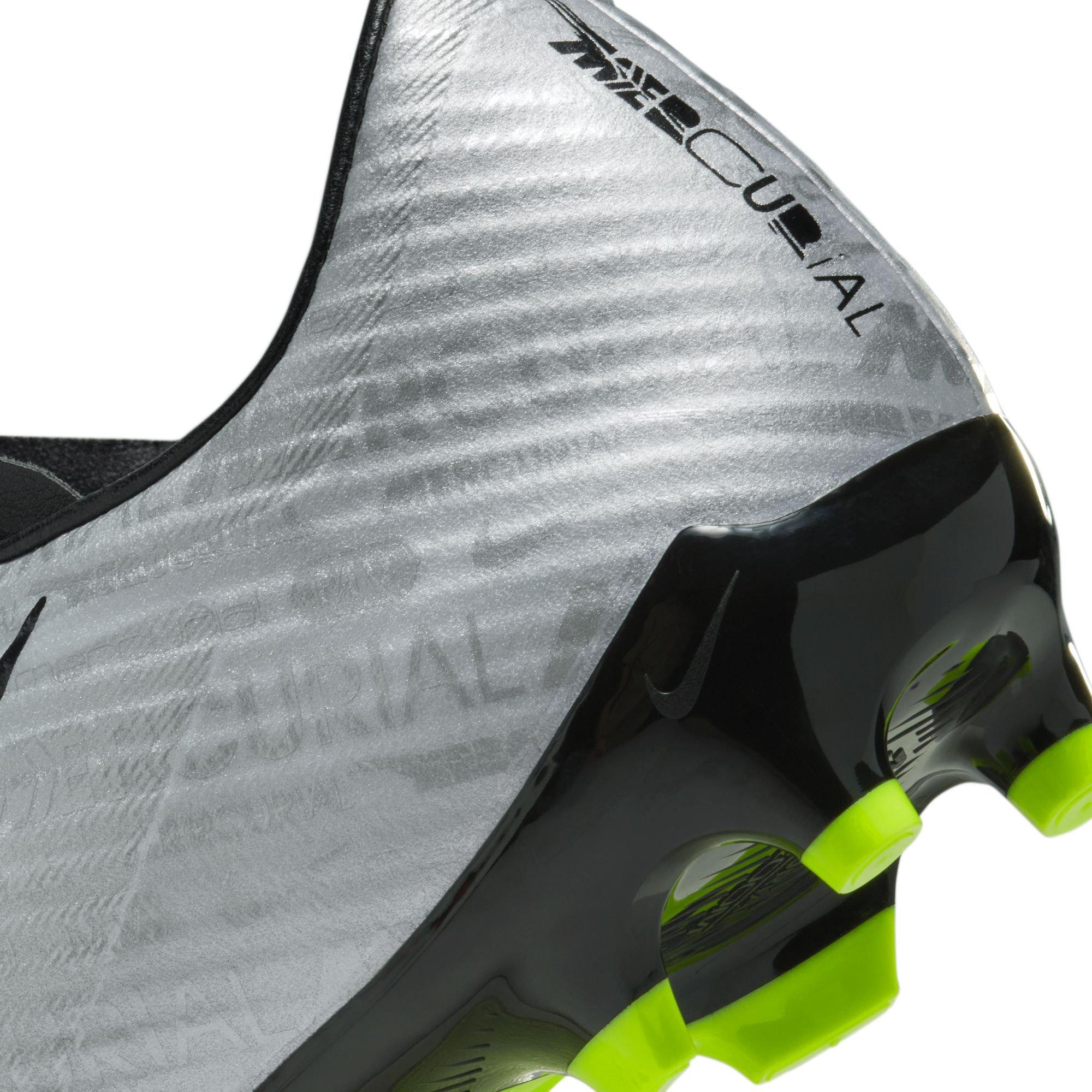 Nike Zoom Mercurial Vapor 15 Academy XXV MG "Metallic Silver/Volt" Men's Soccer Cleat - METALLIC SILVER/VOLT/BLACK Thumbnail View 6