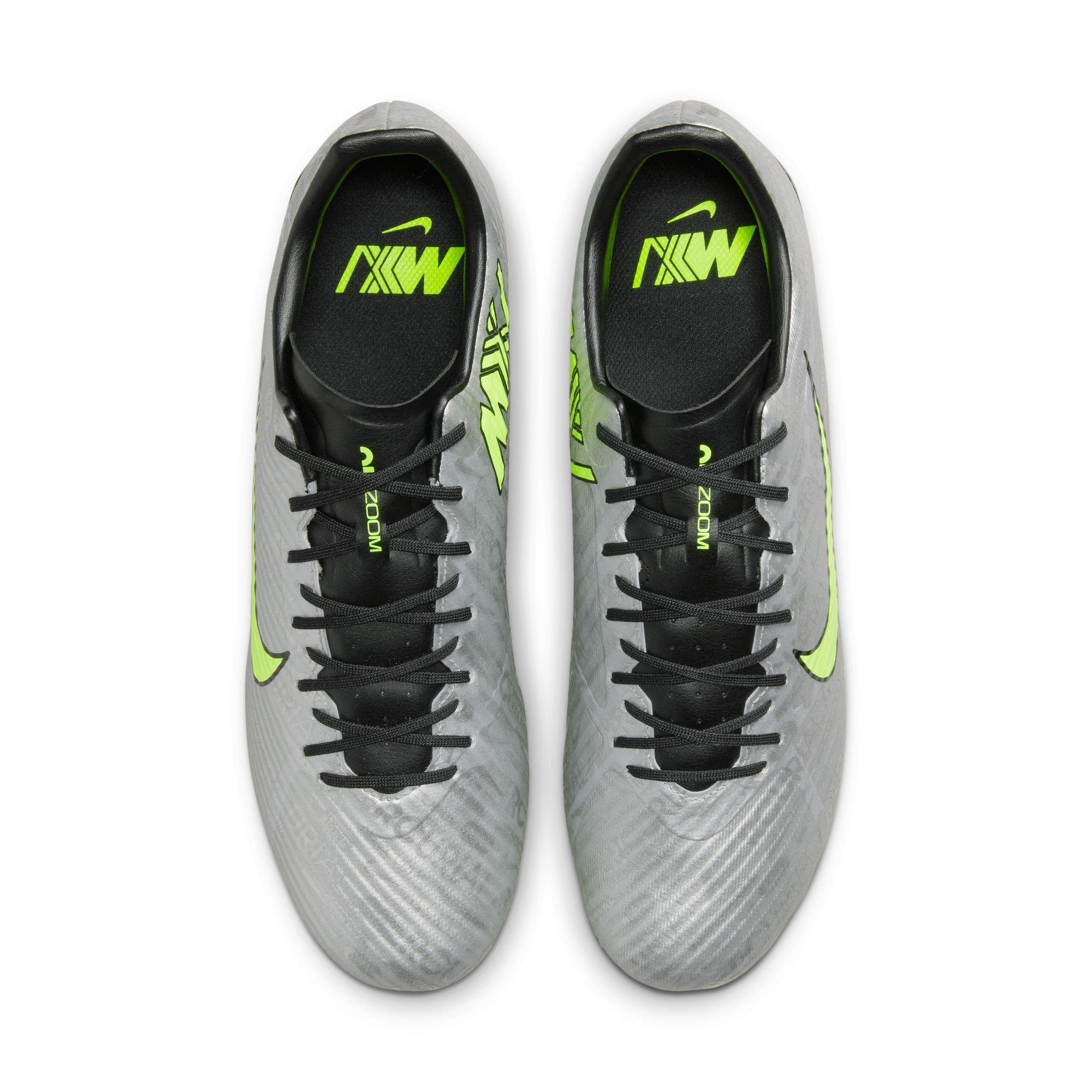 Nike Zoom Mercurial Vapor 15 Academy XXV MG "Metallic Silver/Volt" Men's Soccer Cleat - METALLIC SILVER/VOLT/BLACK Thumbnail View 10