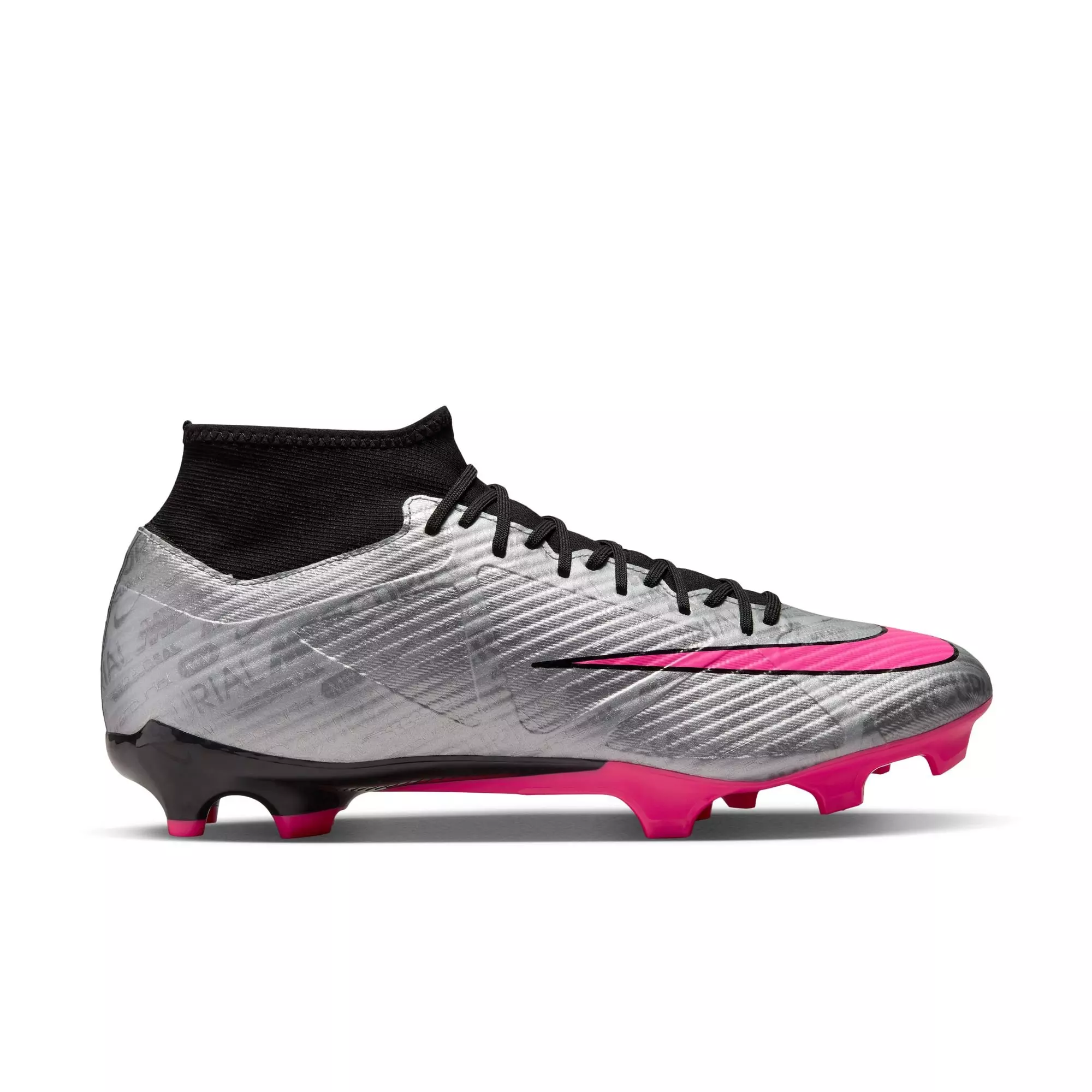 Nike Zoom Mercurial Superfly 9 Academy XXV MG "Metallic Silver/Hyper Pink" Men's Soccer Cleat - METALLIC SILVER/HYPER PINK/BLACK