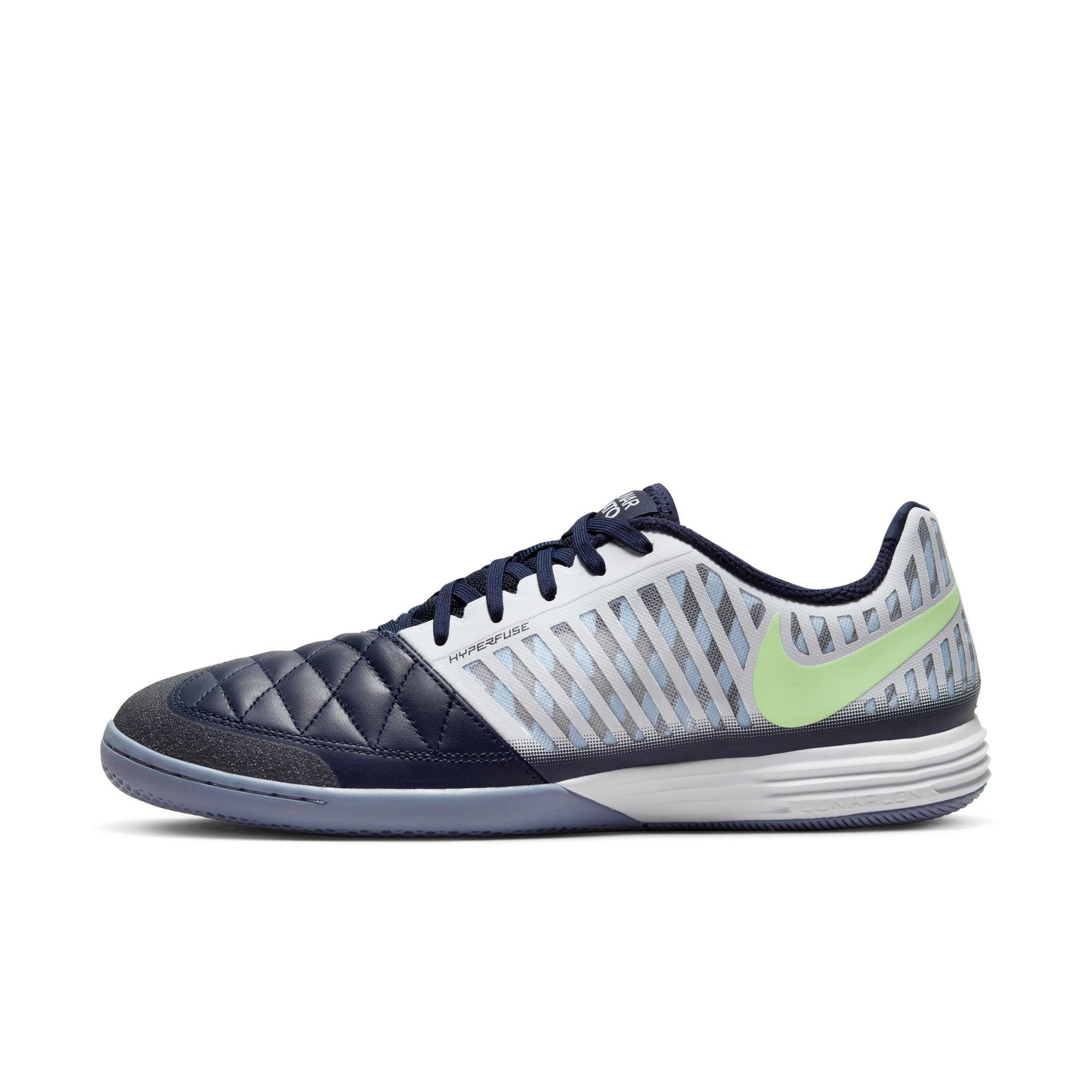 Nike Lunar Gato II IC "White/Barely Volt/Blackened Blue" Men's Indoor Soccer Shoe - WHITE/VOLT Thumbnail View 3