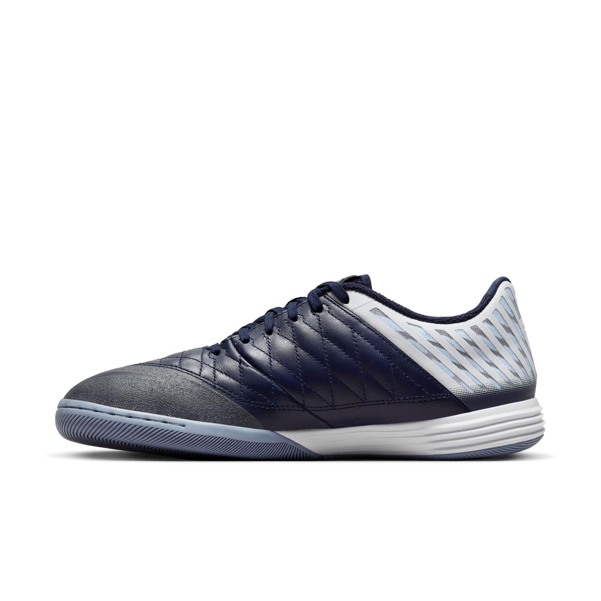 Nike Lunar Gato II IC "White/Barely Volt/Blackened Blue" Men's Indoor Soccer Shoe - WHITE/VOLT Thumbnail View 4