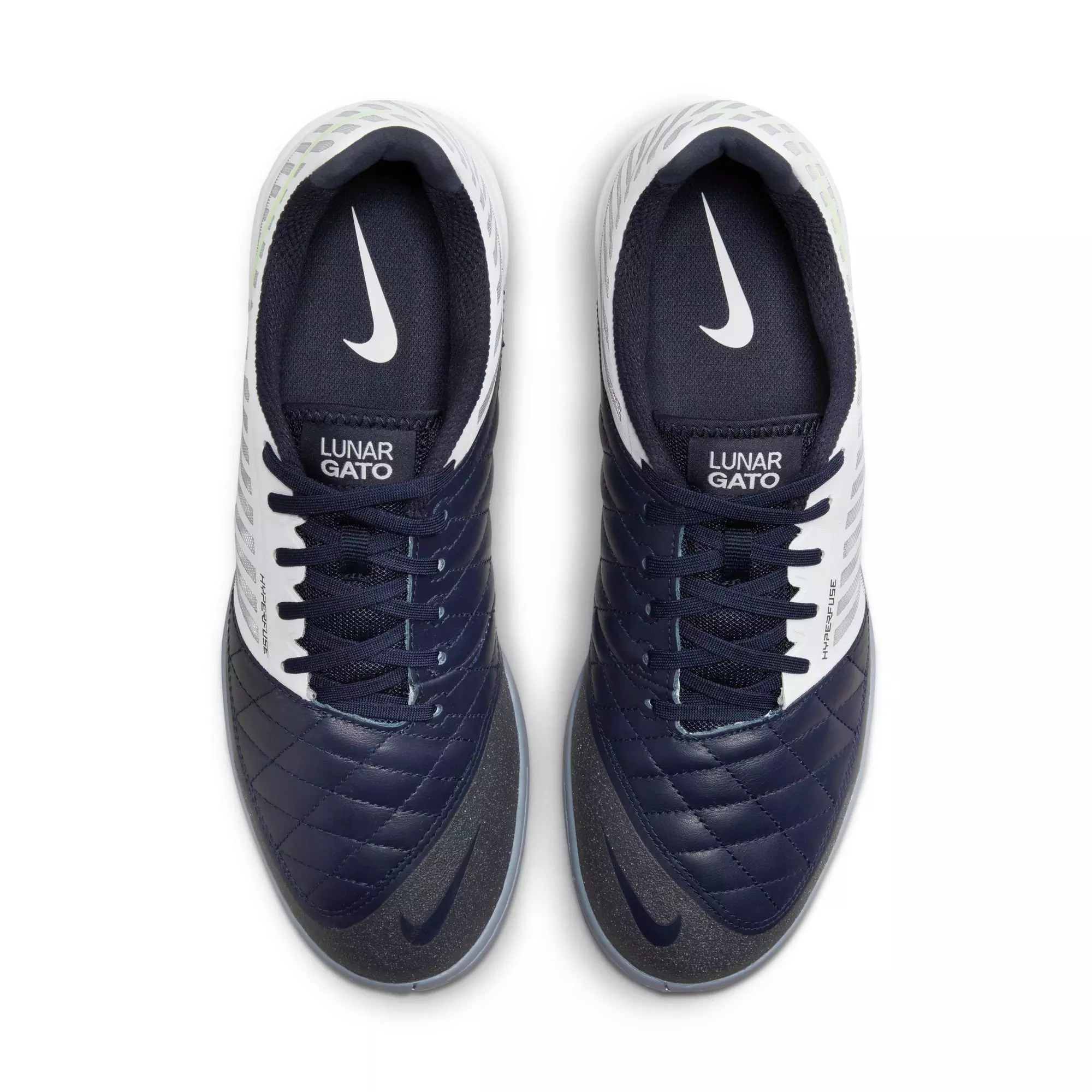 Nike Lunar Gato II IC "White/Barely Volt/Blackened Blue" Men's Indoor Soccer Shoe - WHITE/VOLT