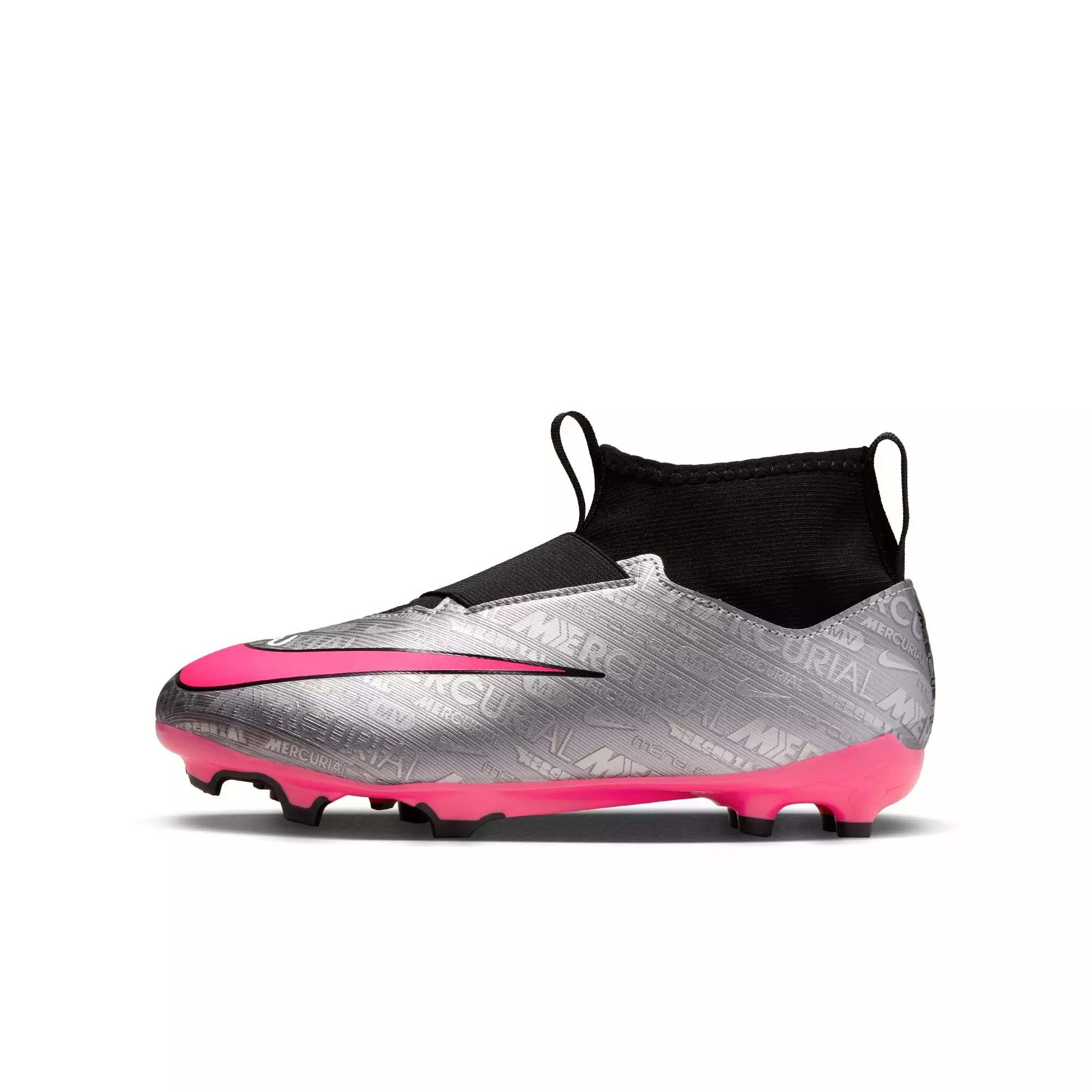 Nike Jr. Zoom Mercurial Superfly 9 Academy XXV "Silver/Pink/Black" Grade School Kids' Soccer Cleat - SILVER/PINK