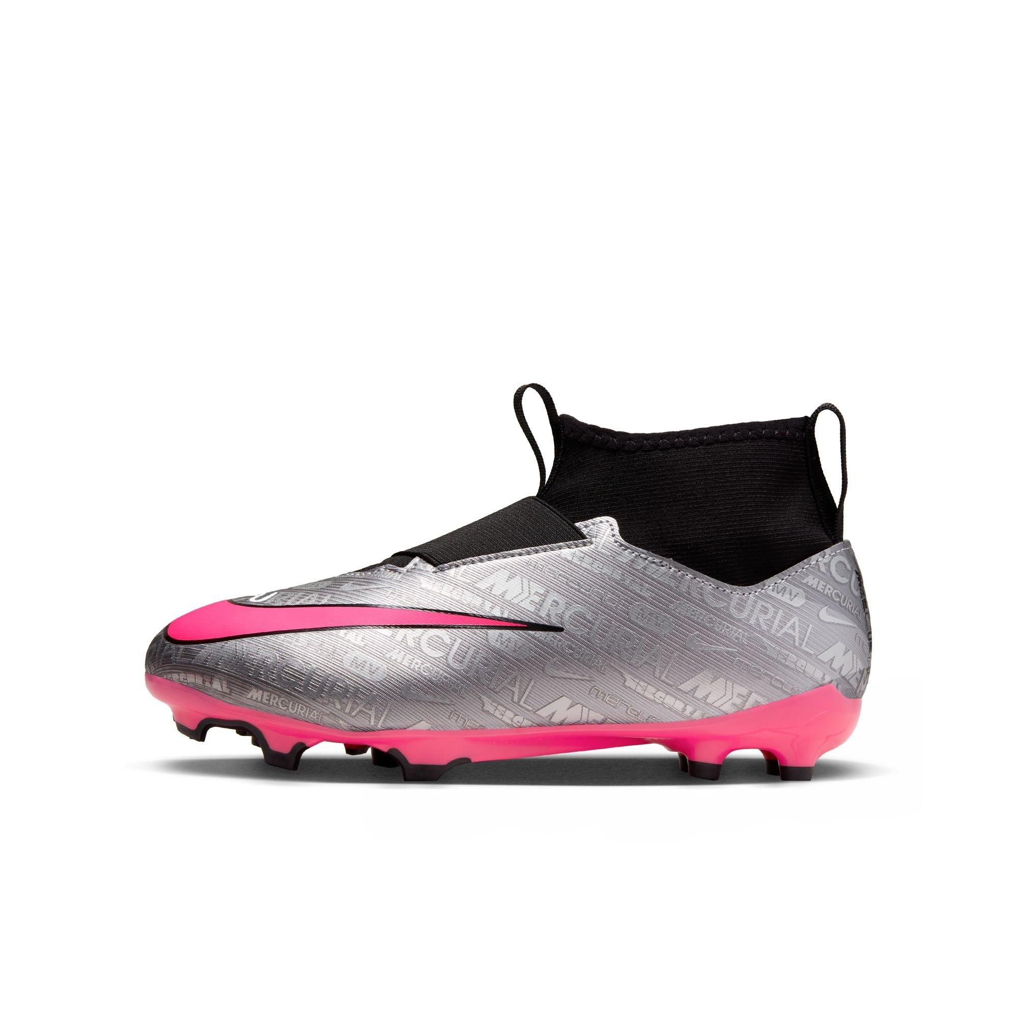 Nike Jr. Zoom Mercurial Superfly 9 Academy XXV MG "Metallic Silver/Hyper Pink/Black" Grade School Kids' Soccer Cleat