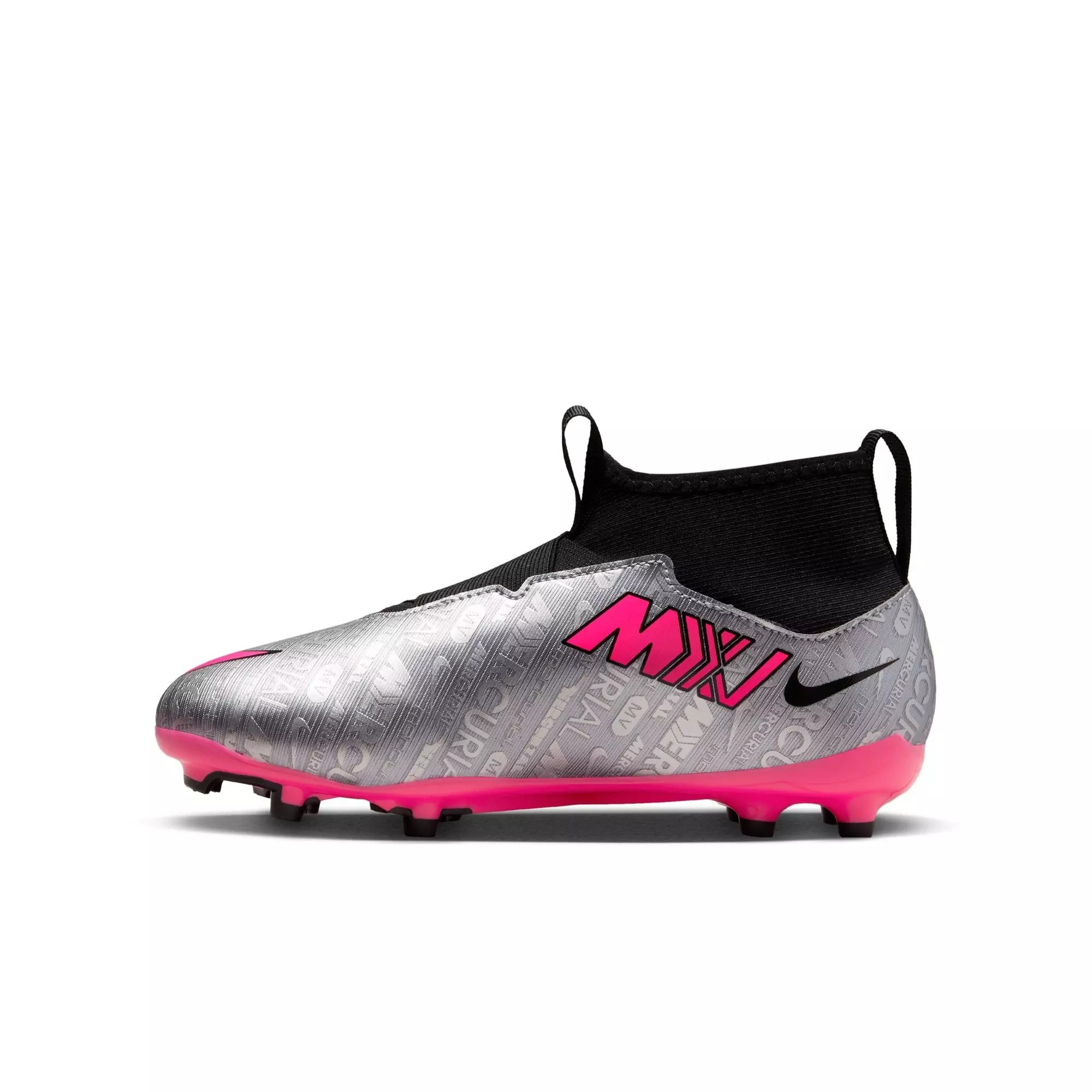 Nike Jr. Zoom Mercurial Superfly 9 Academy XXV "Silver/Pink/Black" Grade School Kids' Soccer Cleat - SILVER/PINK