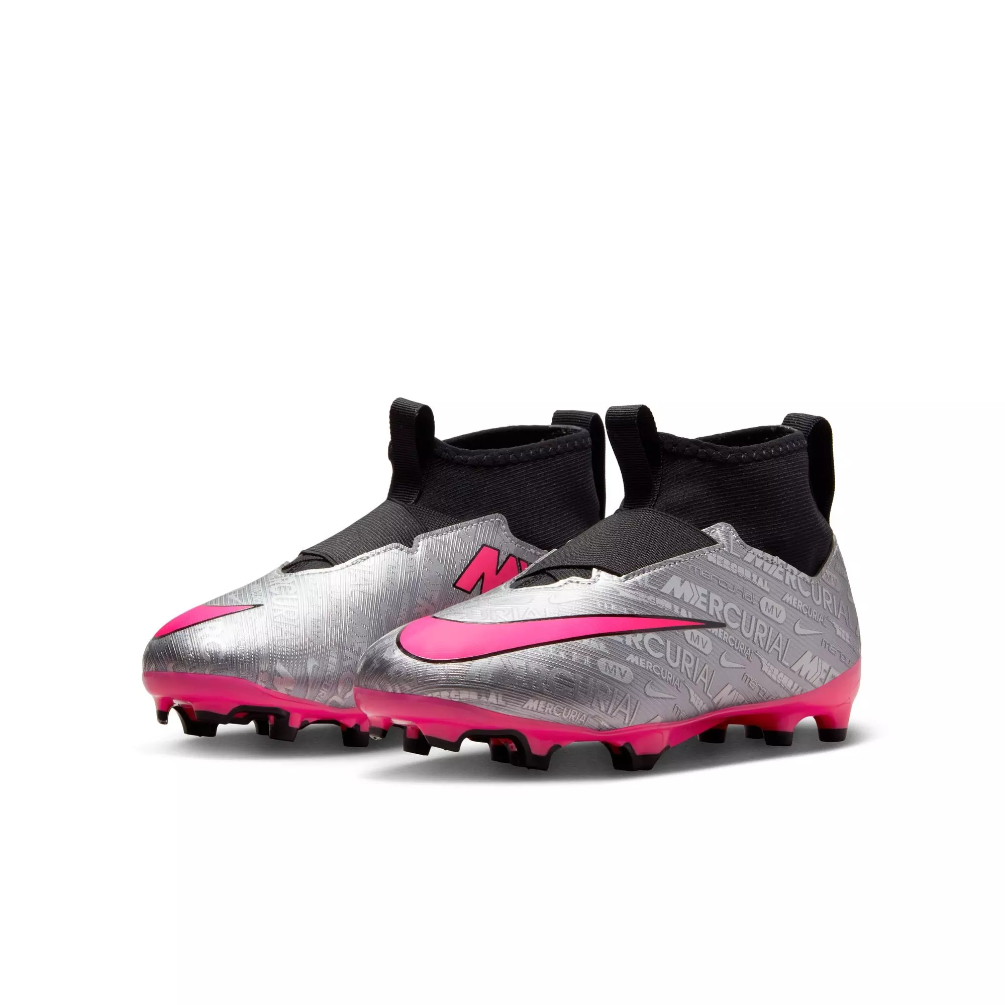 Nike Jr. Zoom Mercurial Superfly 9 Academy XXV "Silver/Pink/Black" Grade School Kids' Soccer Cleat - SILVER/PINK