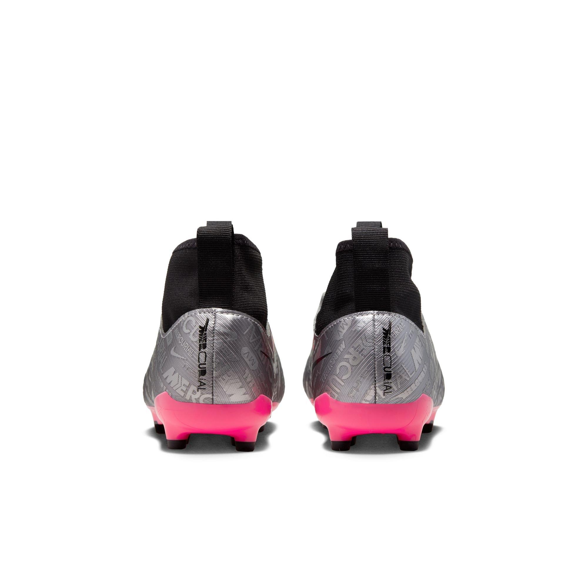 Nike Jr. Zoom Mercurial Superfly 9 Academy XXV MG "Metallic Silver/Hyper Pink/Black" Grade School Kids' Soccer Cleat