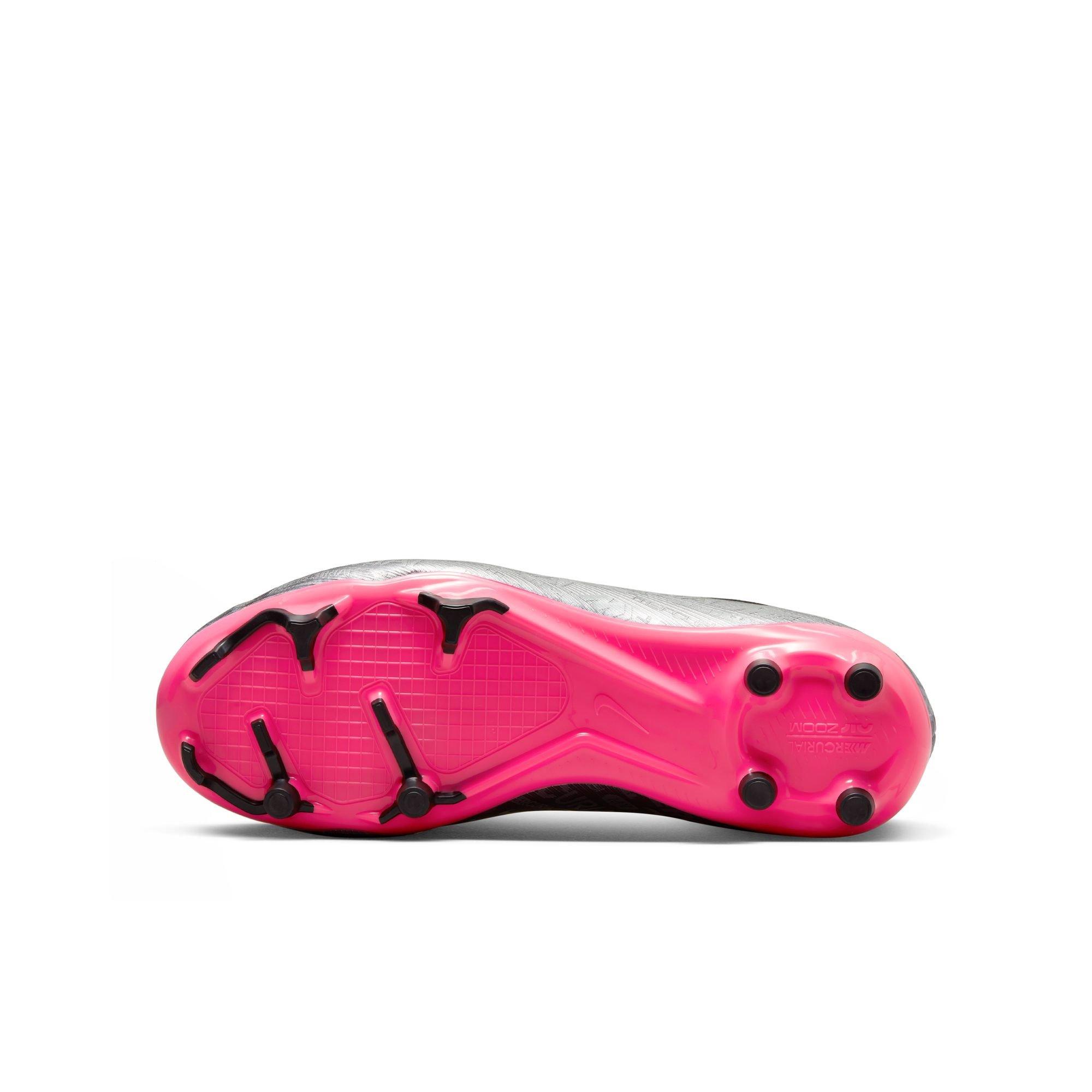 Nike Jr. Zoom Mercurial Superfly 9 Academy XXV "Silver/Pink/Black" Grade School Kids' Soccer Cleat - SILVER/PINK Thumbnail View 9